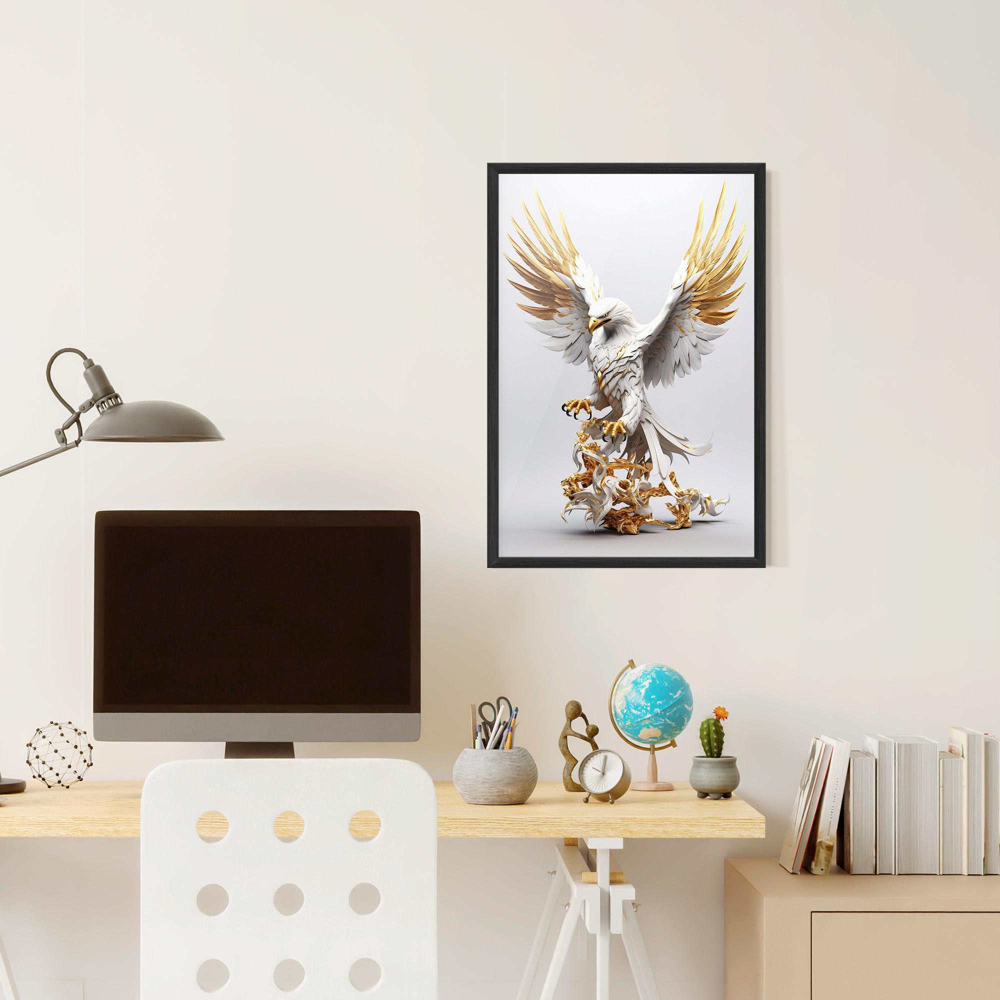 Gerahmte Poster Gold 3d Eagle mockup 6