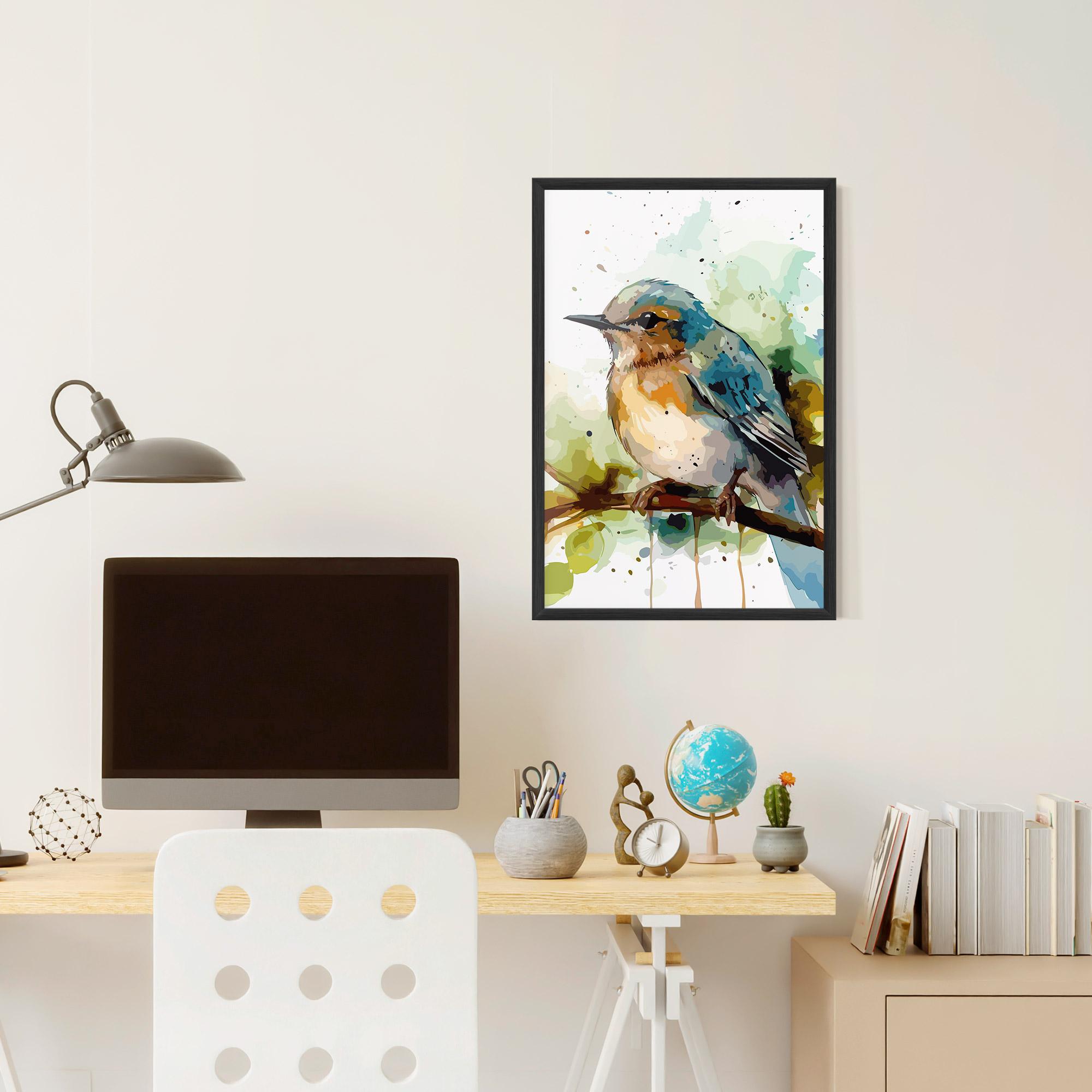 Gerahmte Poster Pretty Blue Bird mockup 6