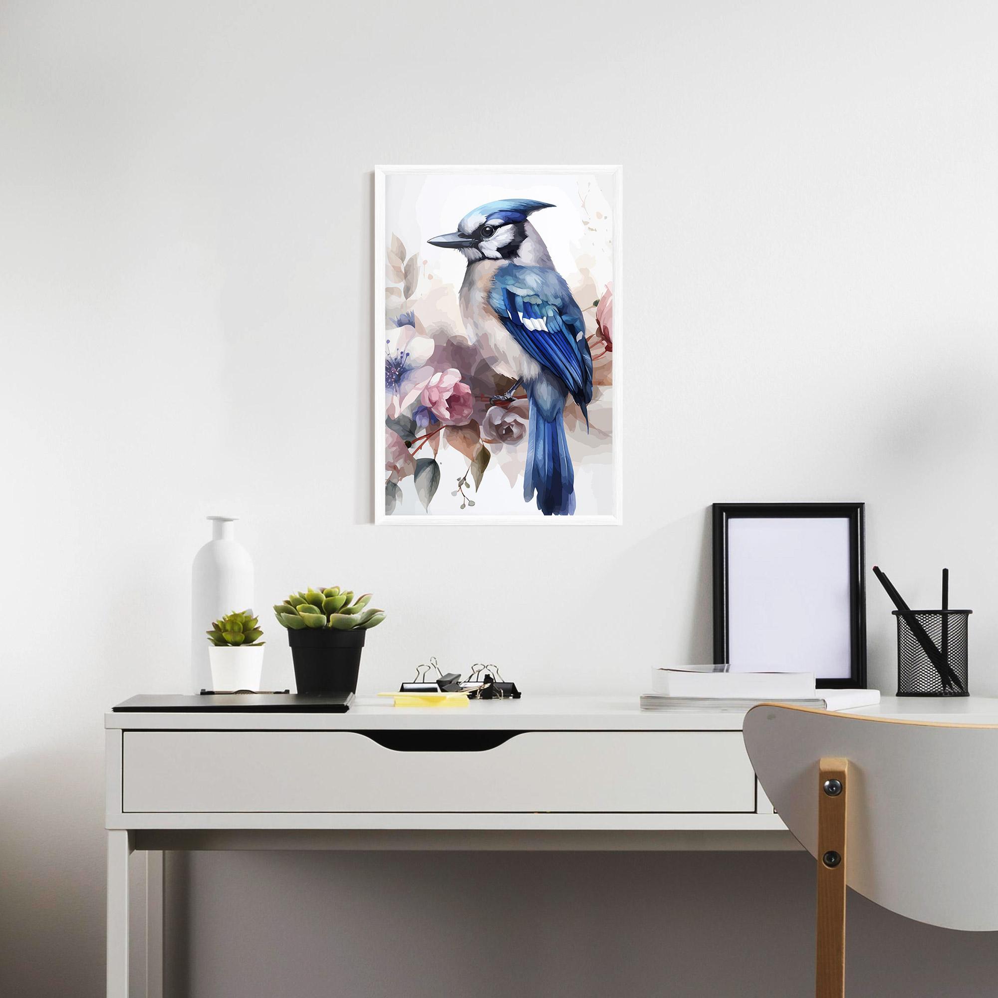 Gerahmte Poster Bird Pretty Blue mockup 7