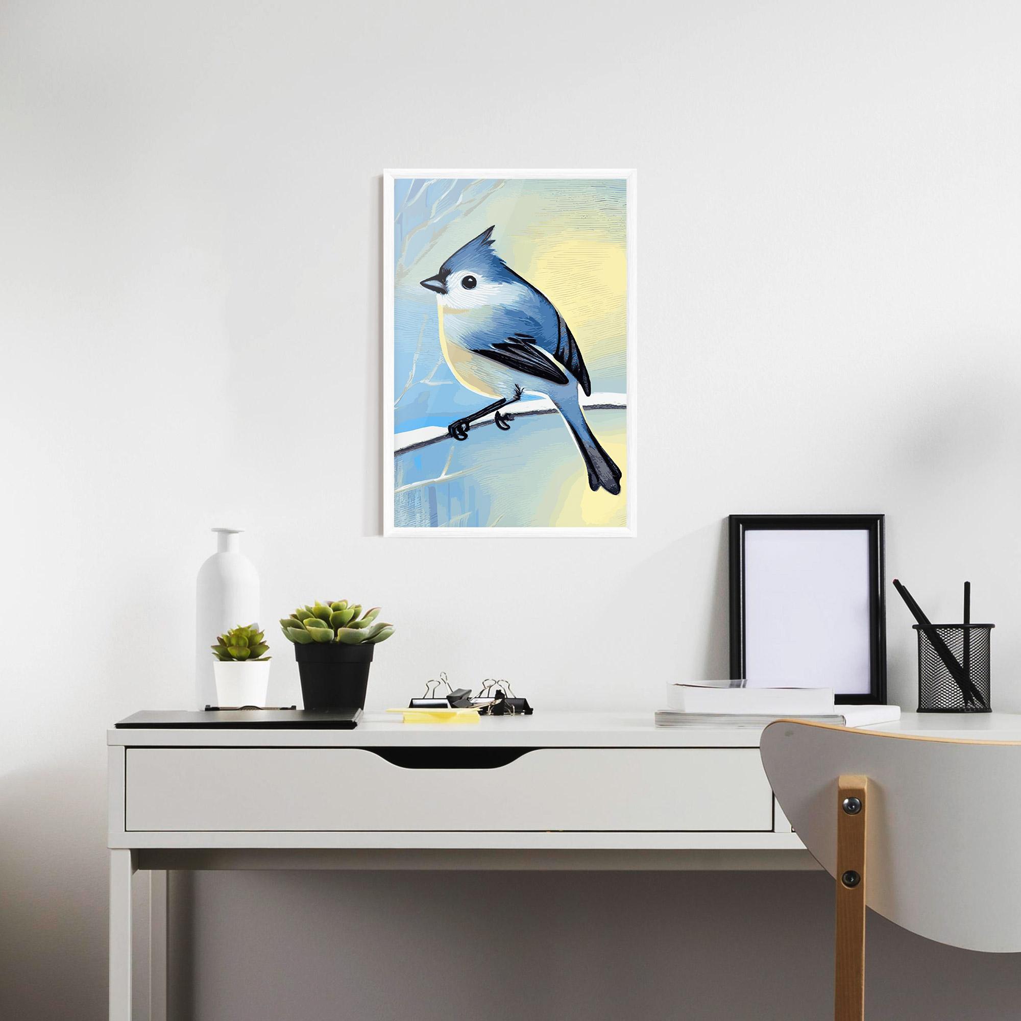 Gerahmte Poster Bird Winter Painting mockup 7