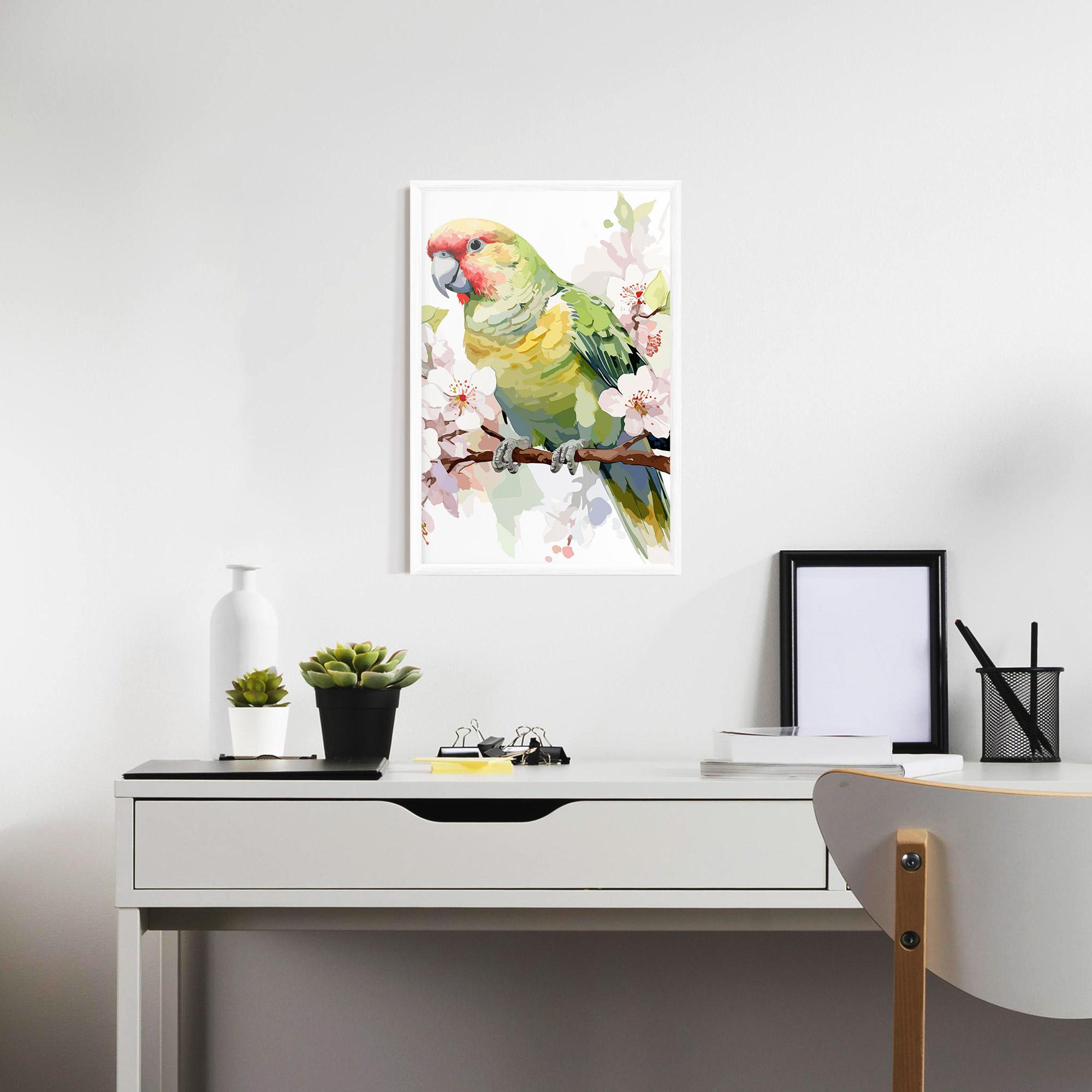 Gerahmte Poster Cute Green Parrot mockup 7