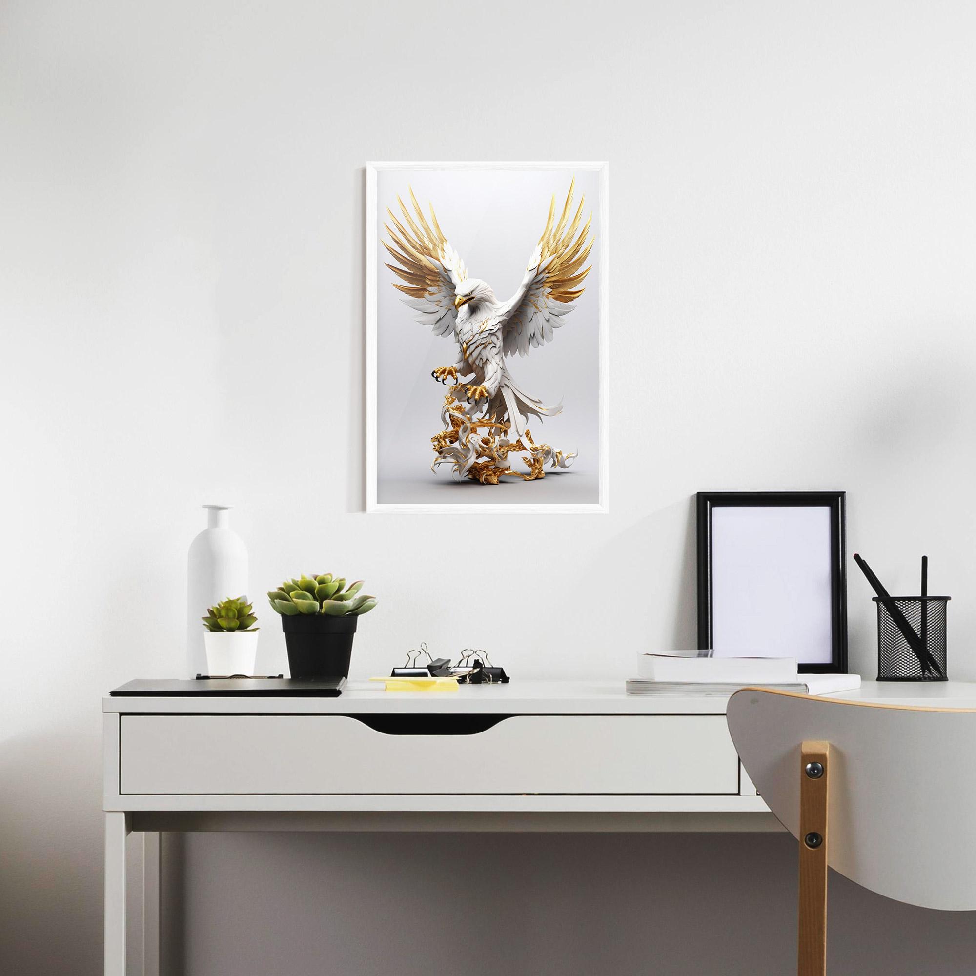 Gerahmte Poster Gold 3d Eagle mockup 7