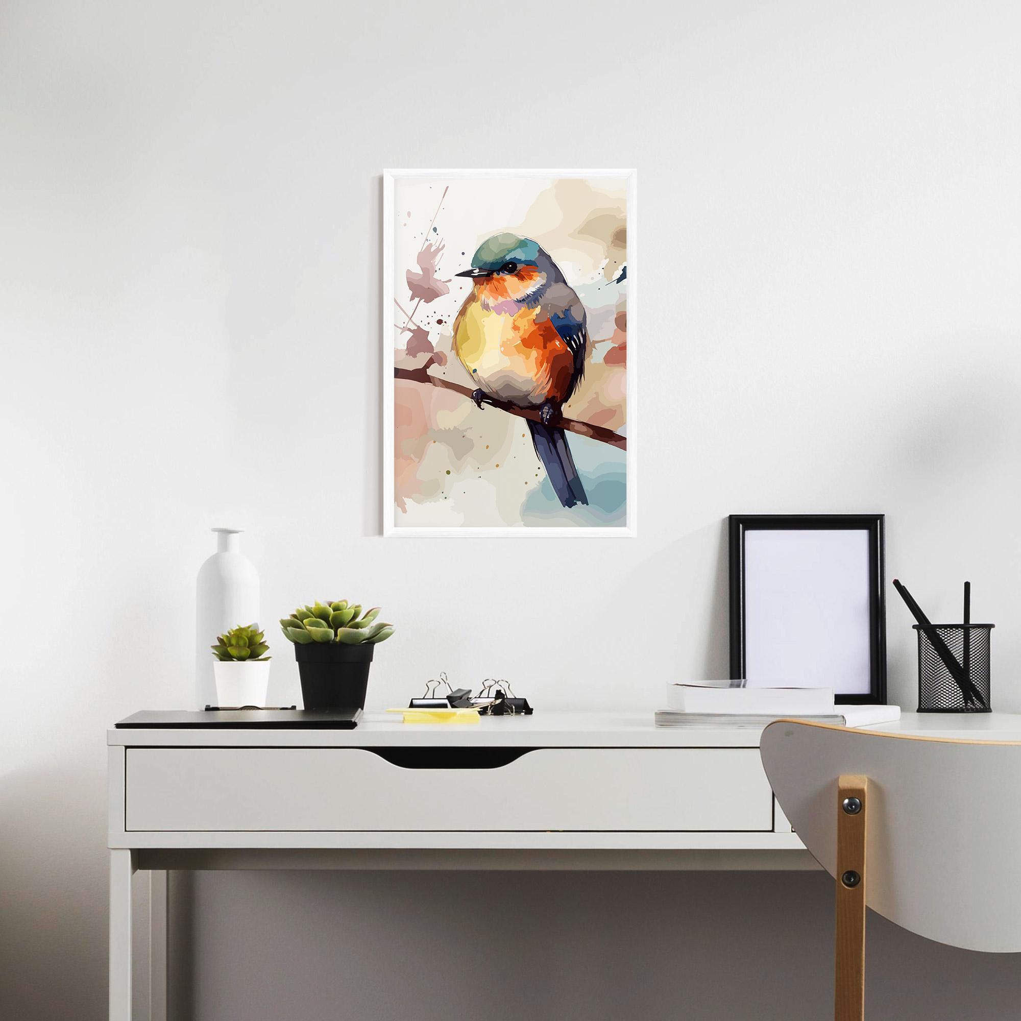 Gerahmte Poster Orange Purple Bird mockup 7