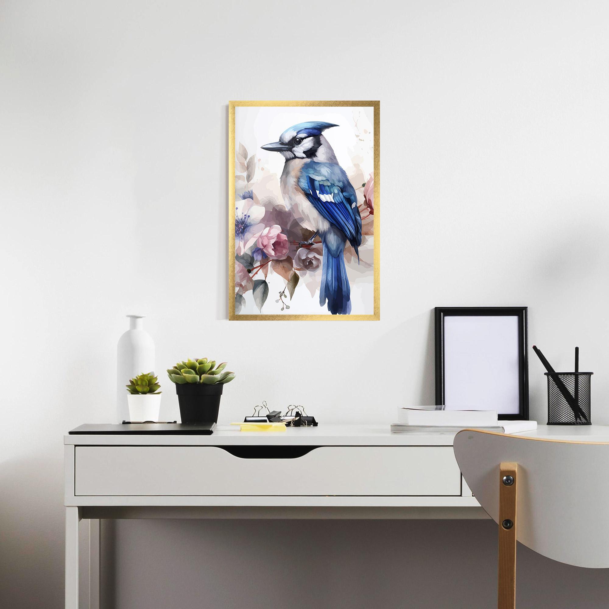 Gerahmte Poster Bird Pretty Blue mockup 7