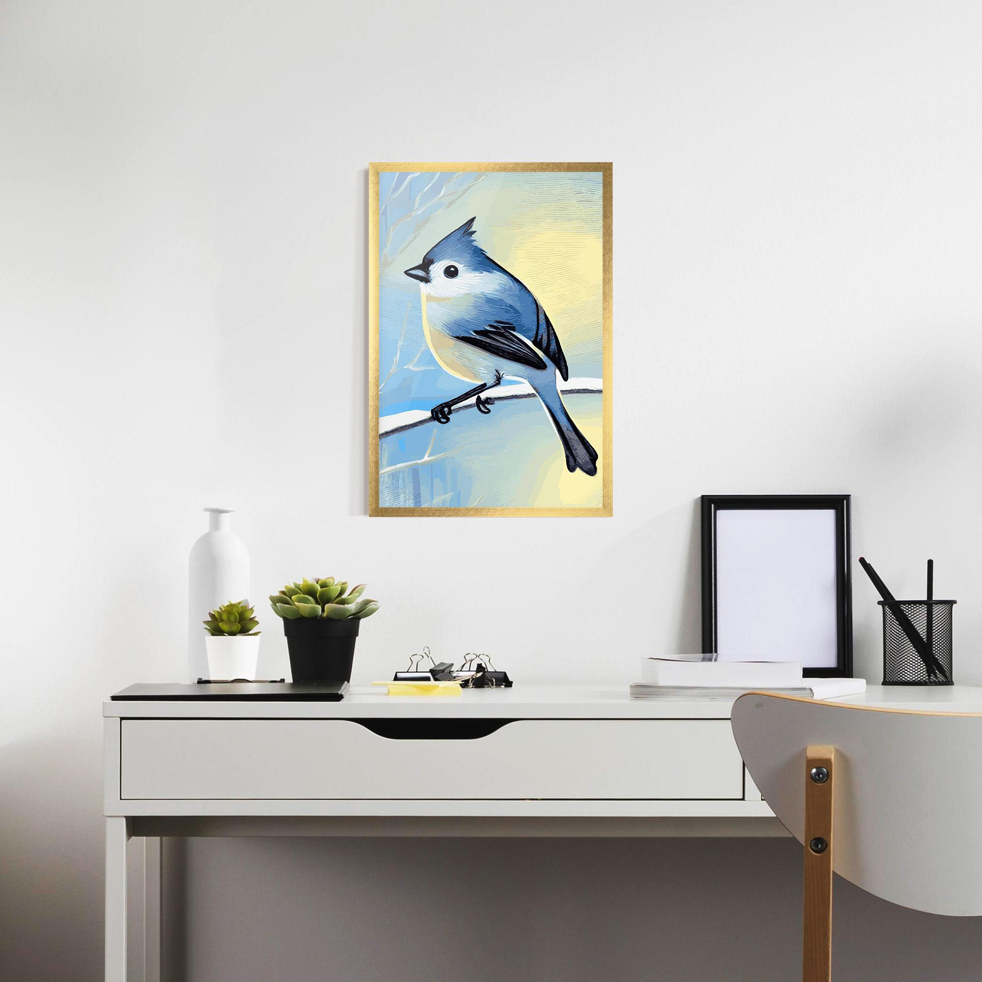 Gerahmte Poster Bird Winter Painting mockup 7