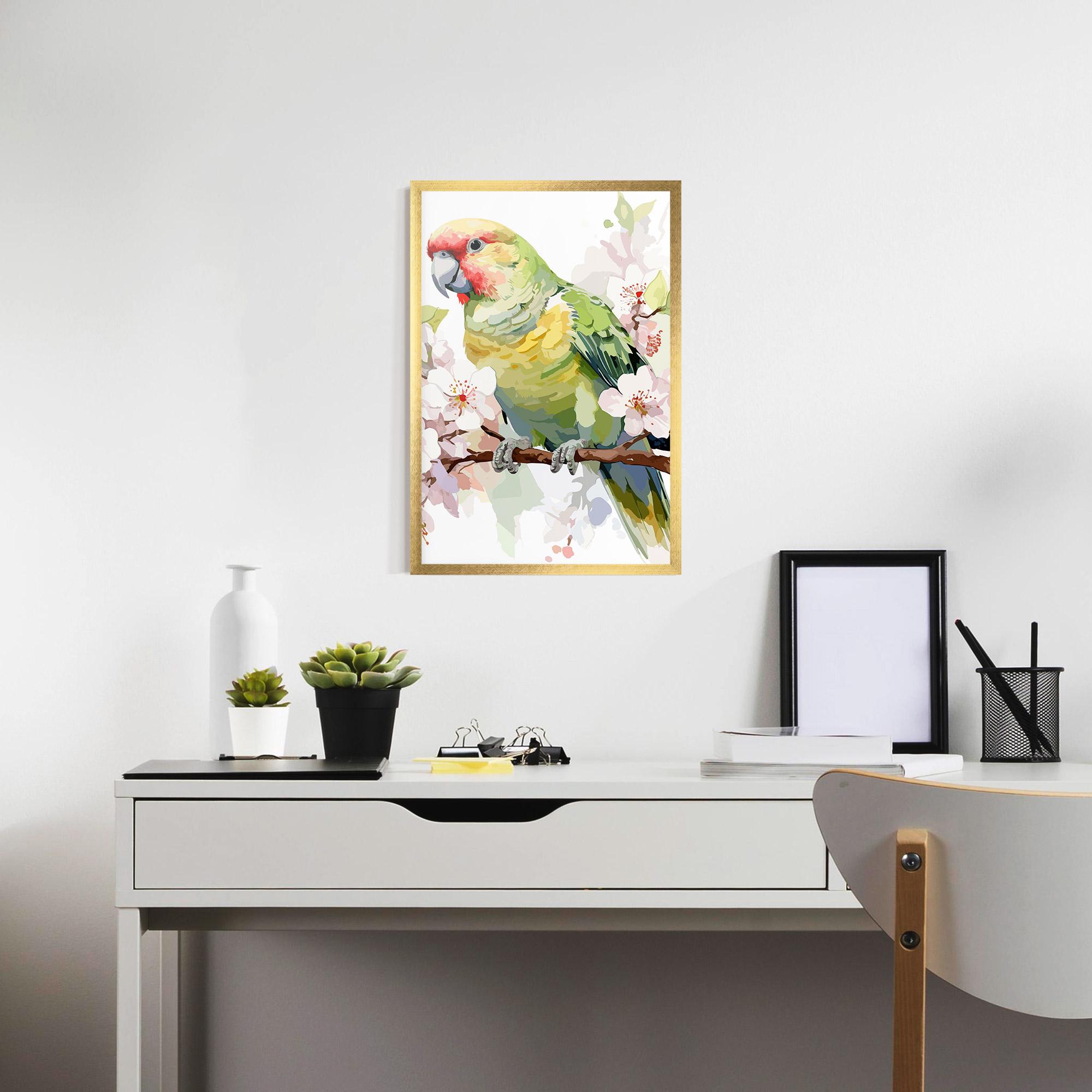 Gerahmte Poster Cute Green Parrot mockup 7