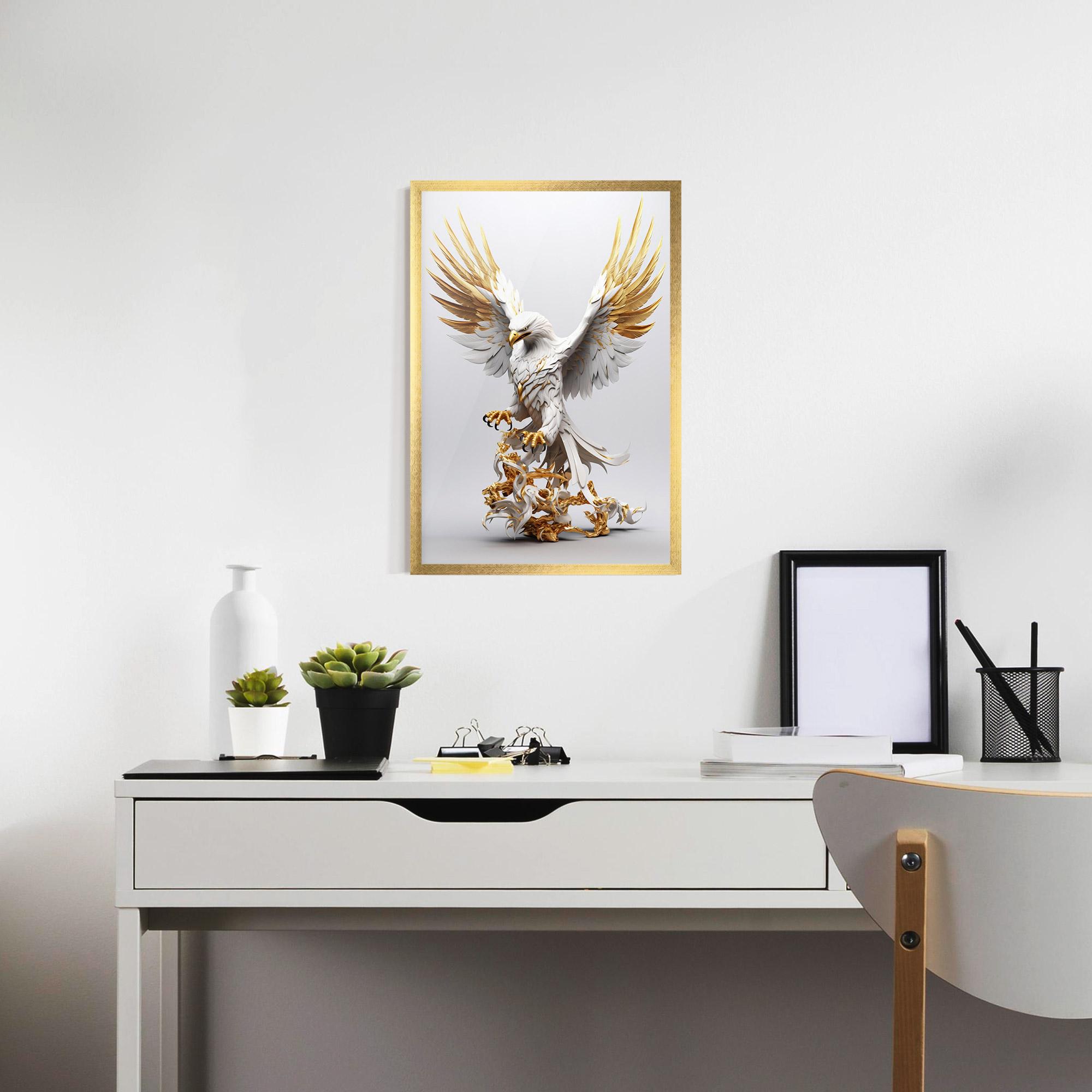 Gerahmte Poster Gold 3d Eagle mockup 7