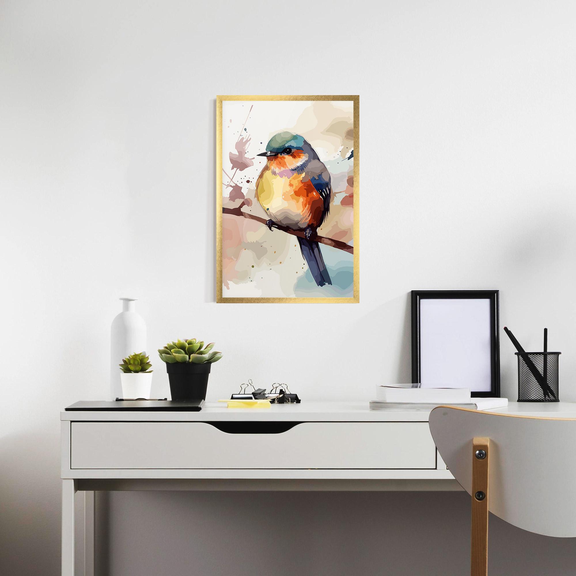 Gerahmte Poster Orange Purple Bird mockup 7