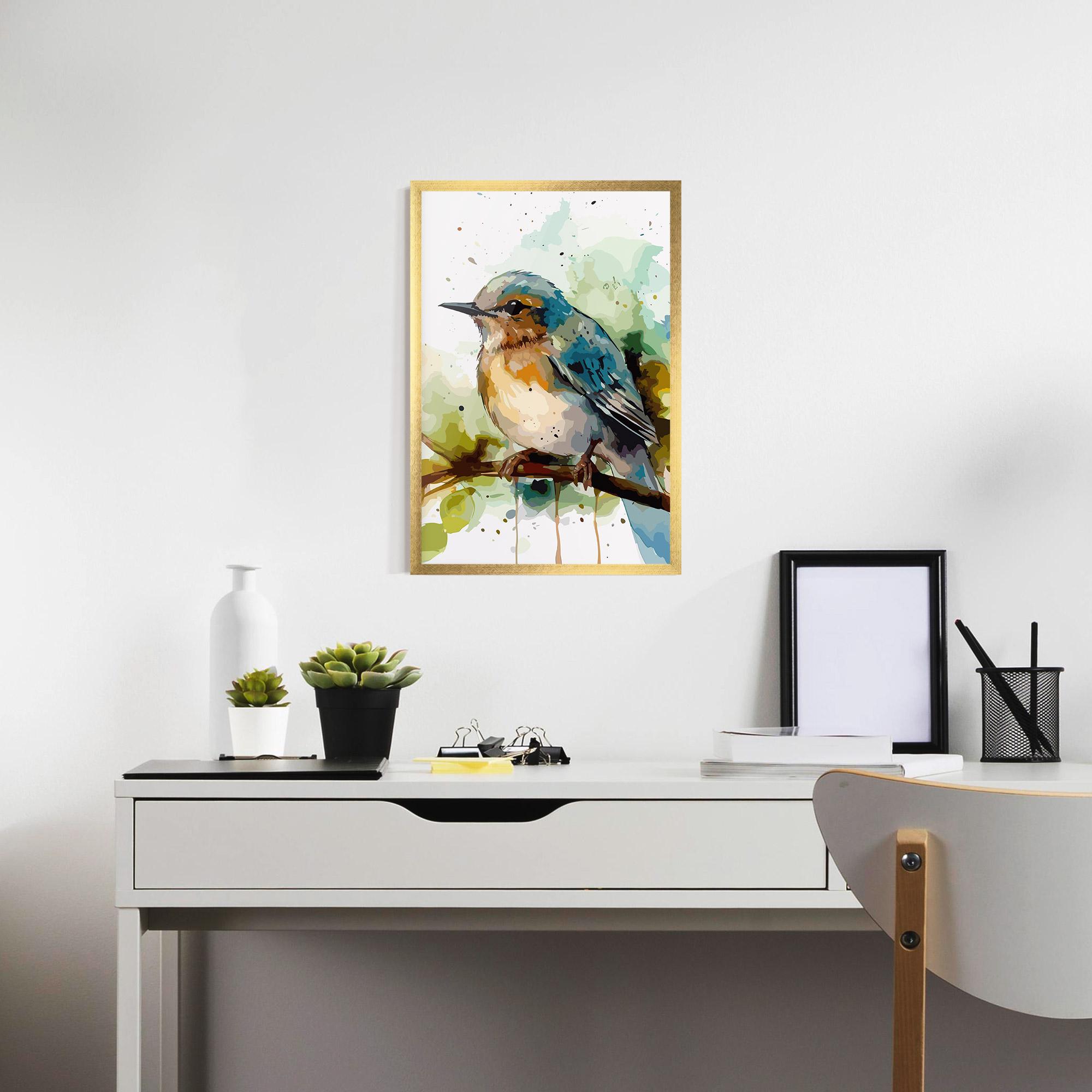 Gerahmte Poster Pretty Blue Bird mockup 7