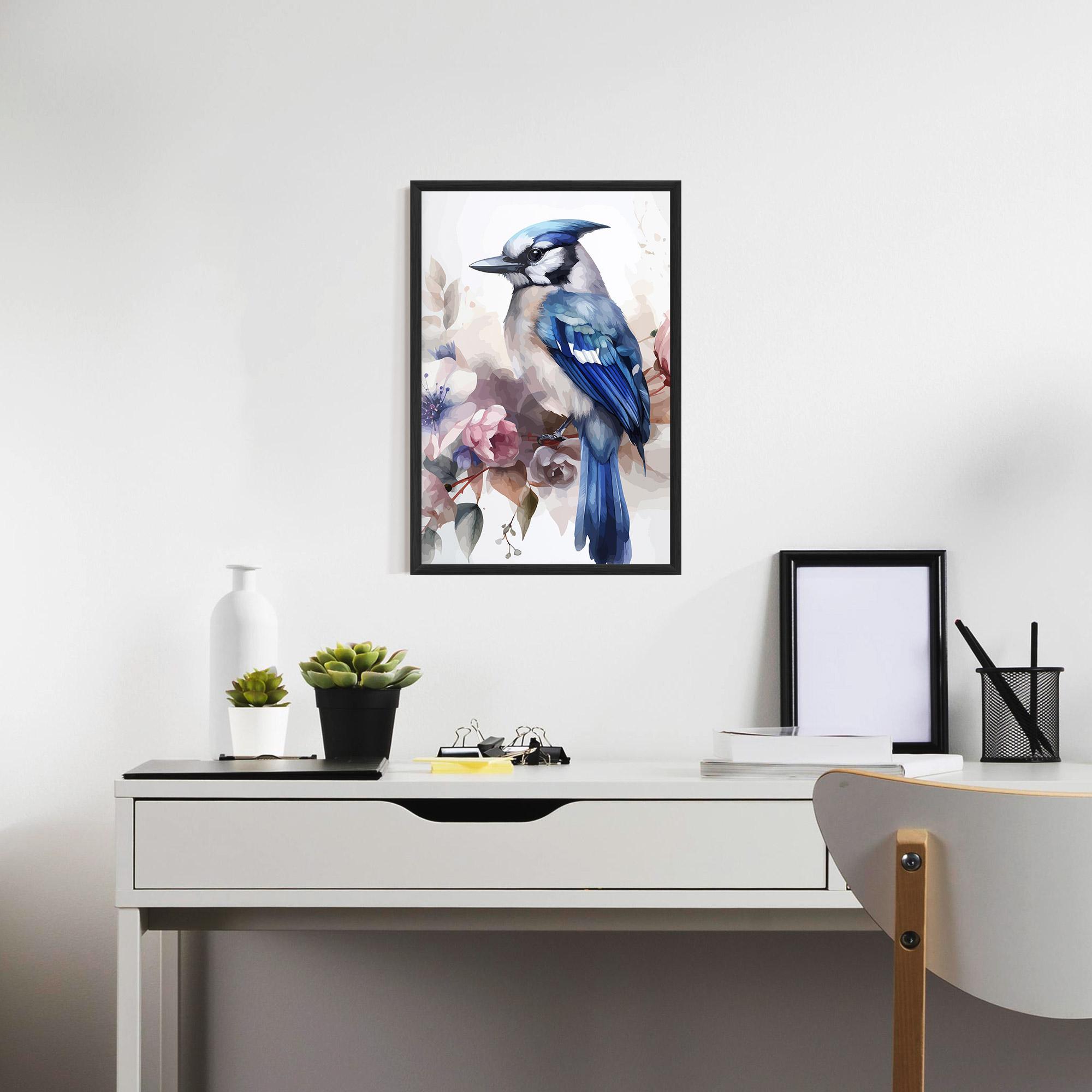 Gerahmte Poster Bird Pretty Blue mockup 7