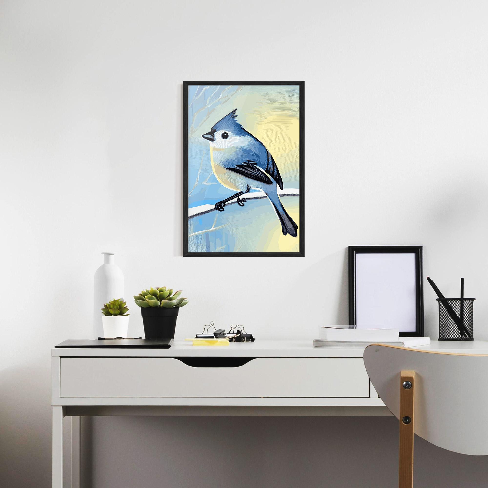 Gerahmte Poster Bird Winter Painting mockup 7