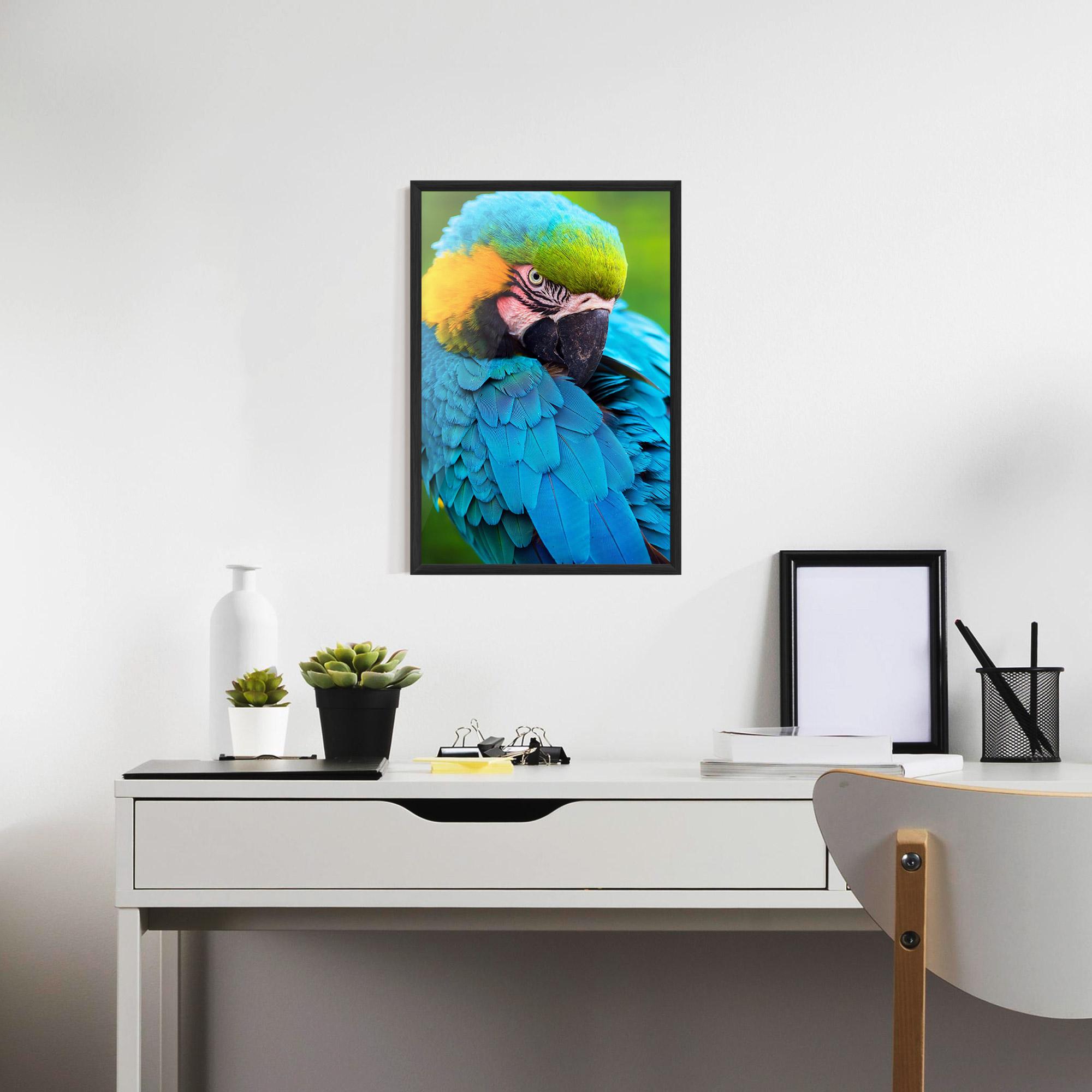 Gerahmte Poster Blue Parrot mockup 7