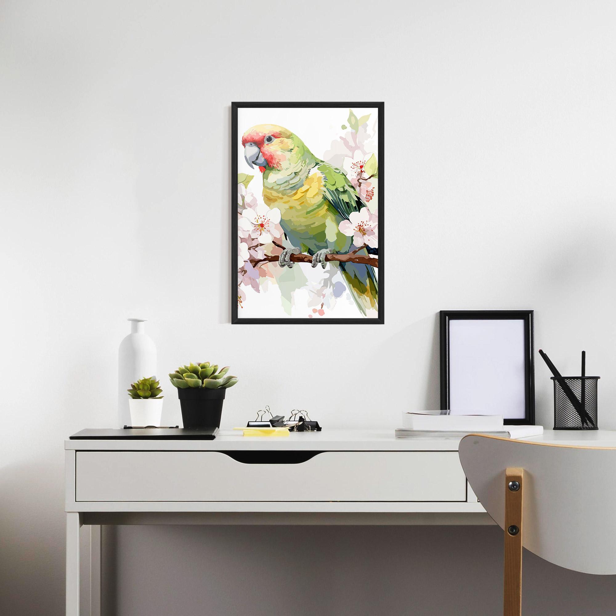 Gerahmte Poster Cute Green Parrot mockup 7