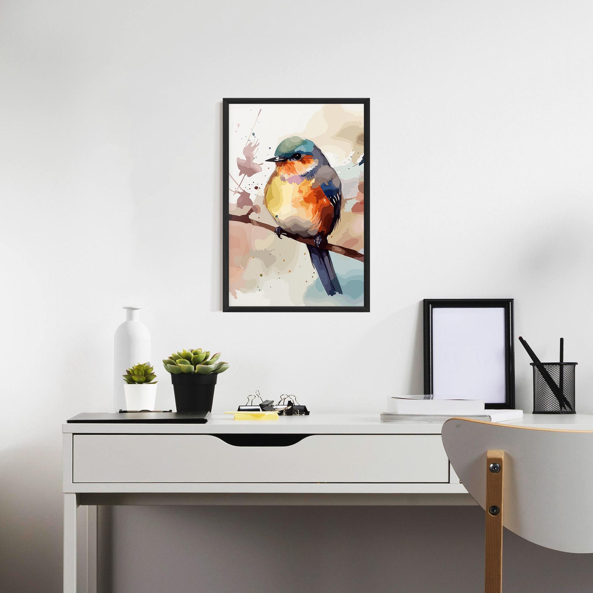Gerahmte Poster Orange Purple Bird mockup 7
