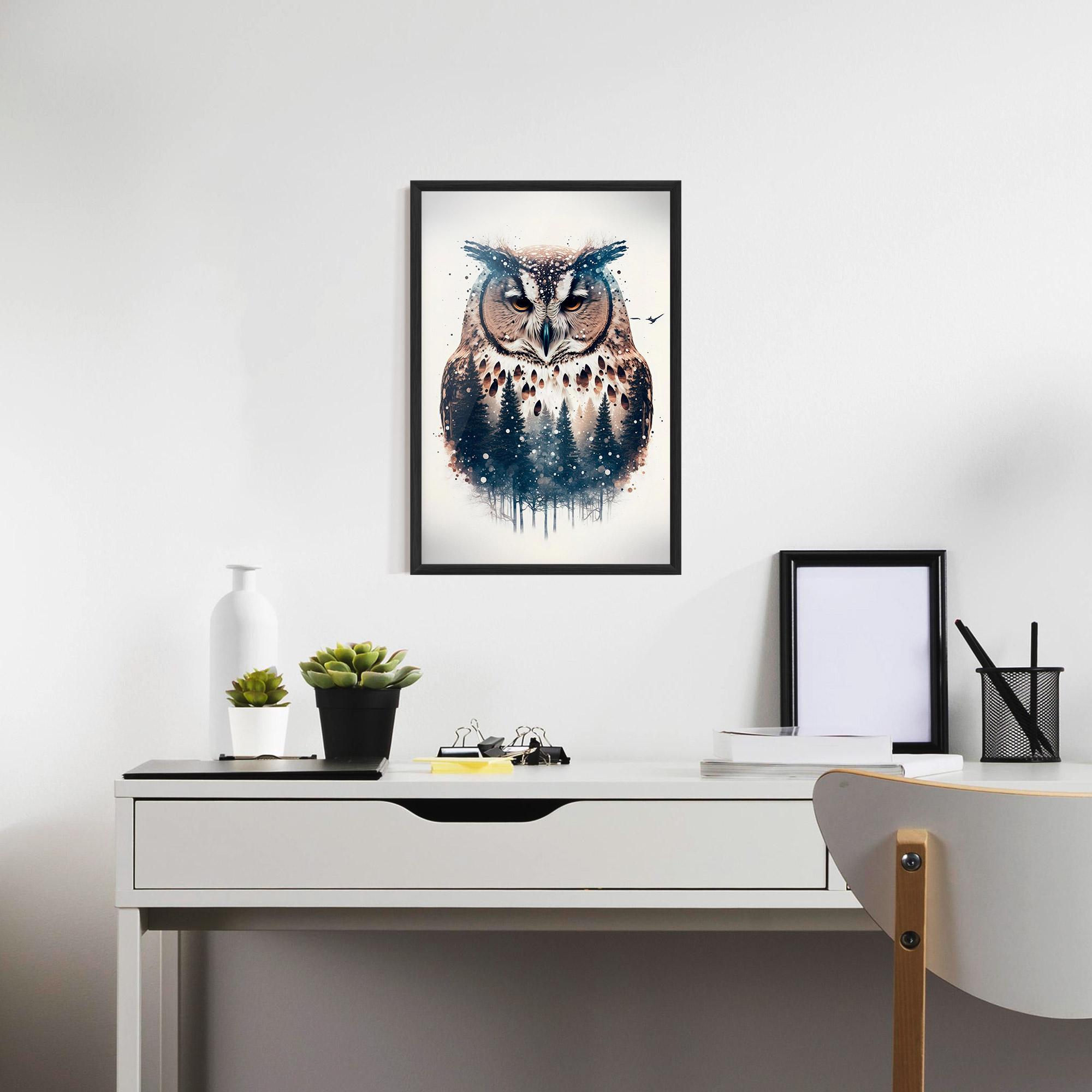 Gerahmte Poster Owl Portrait mockup 7