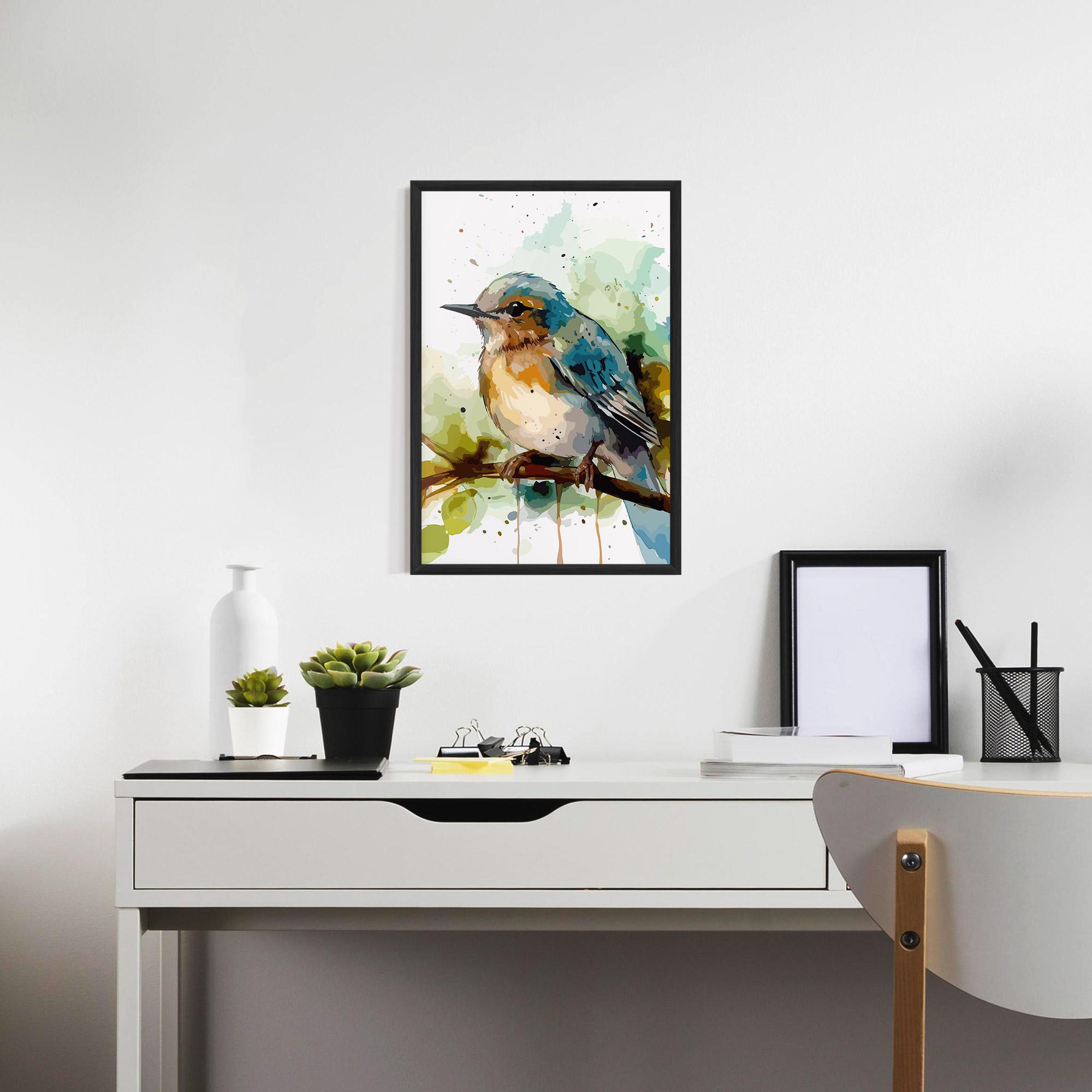 Gerahmte Poster Pretty Blue Bird mockup 7