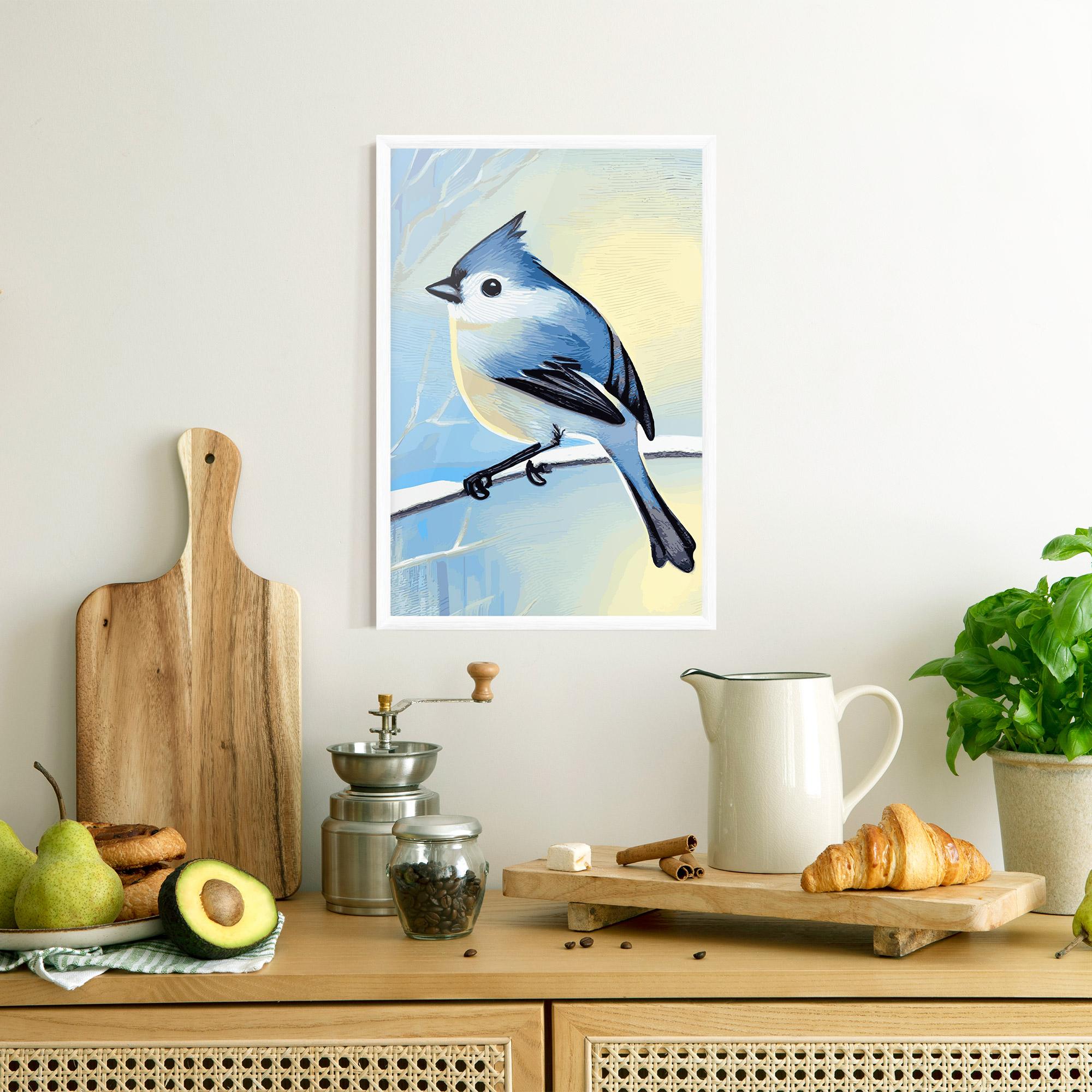 Gerahmte Poster Bird Winter Painting mockup 8