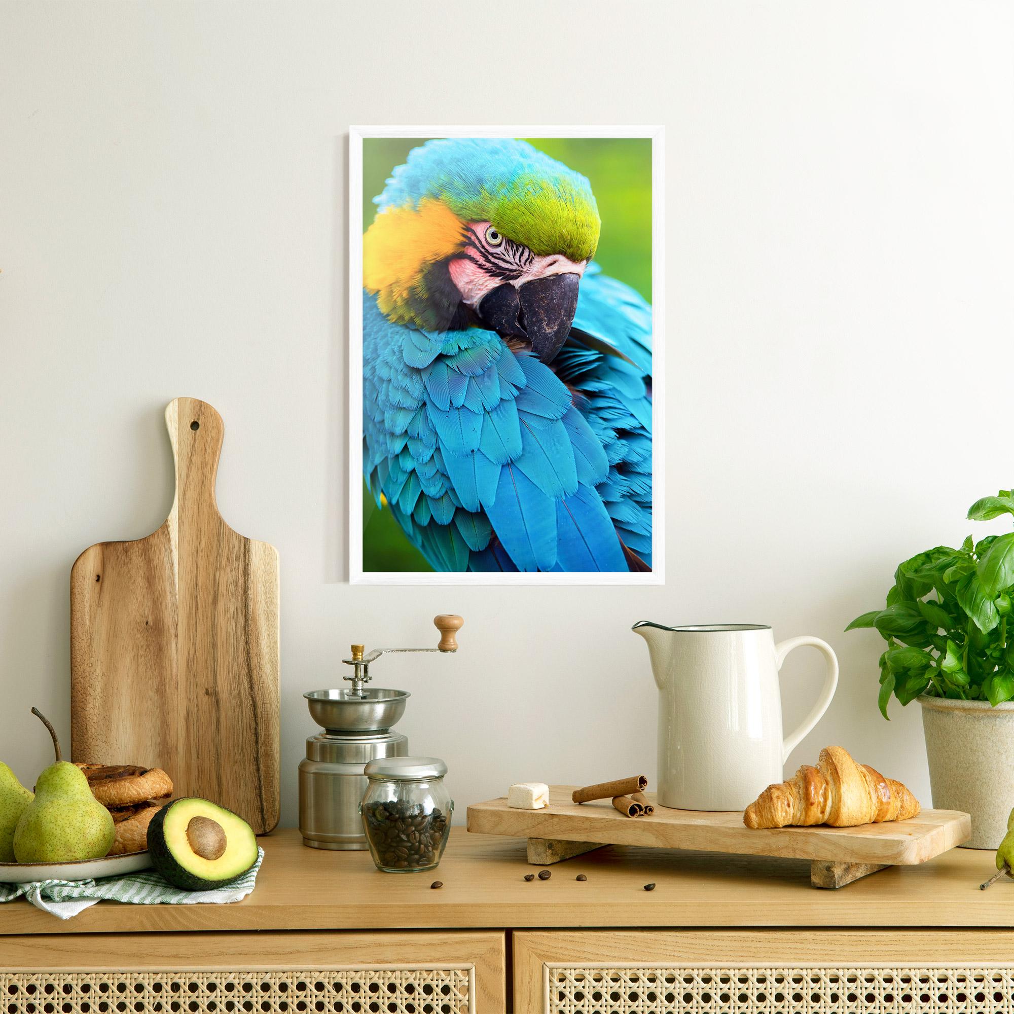 Gerahmte Poster Blue Parrot mockup 8