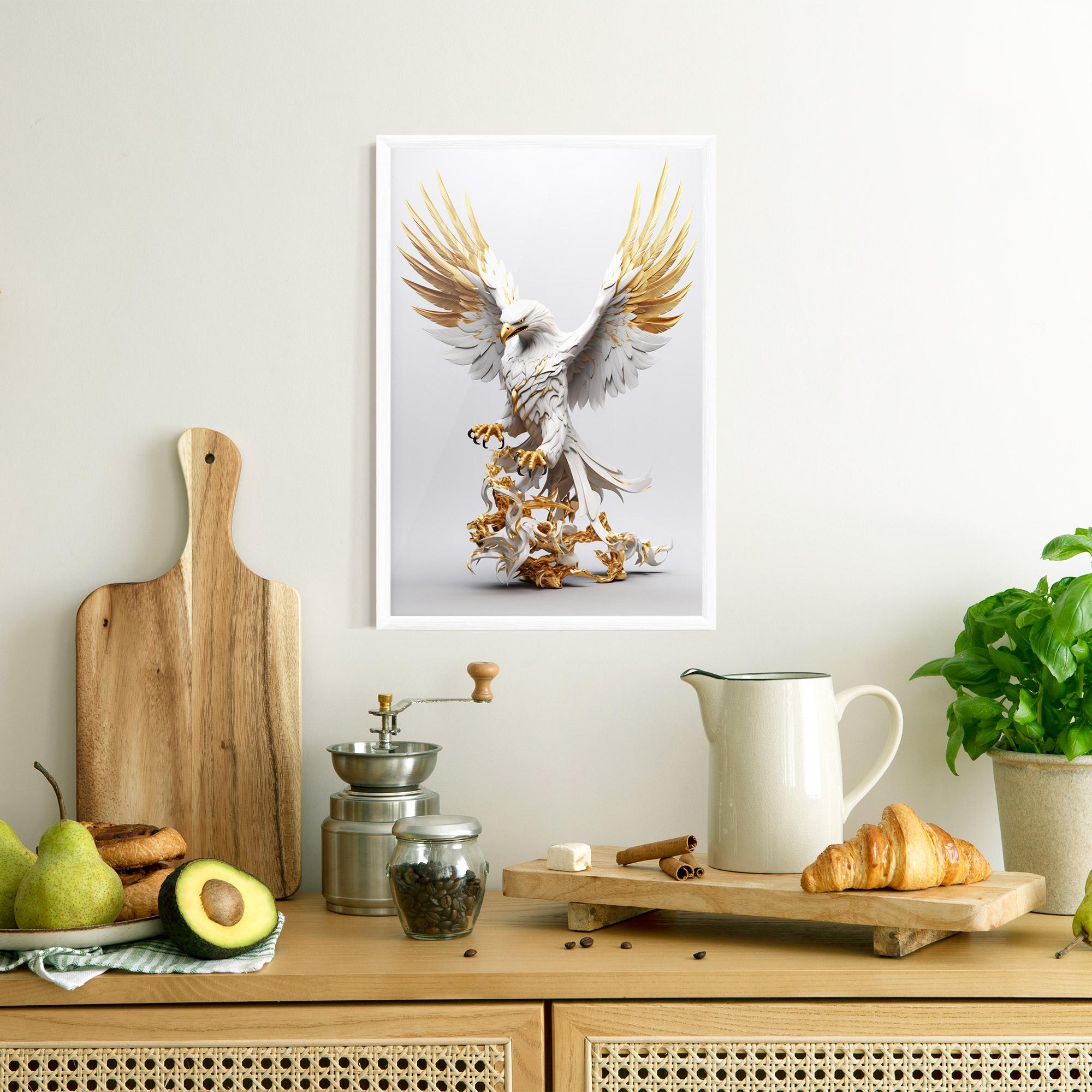 Gerahmte Poster Gold 3d Eagle mockup 8