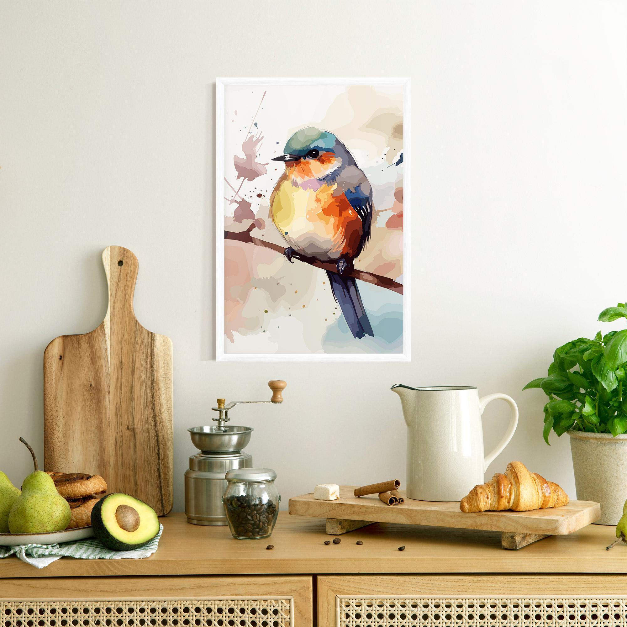 Gerahmte Poster Orange Purple Bird mockup 8