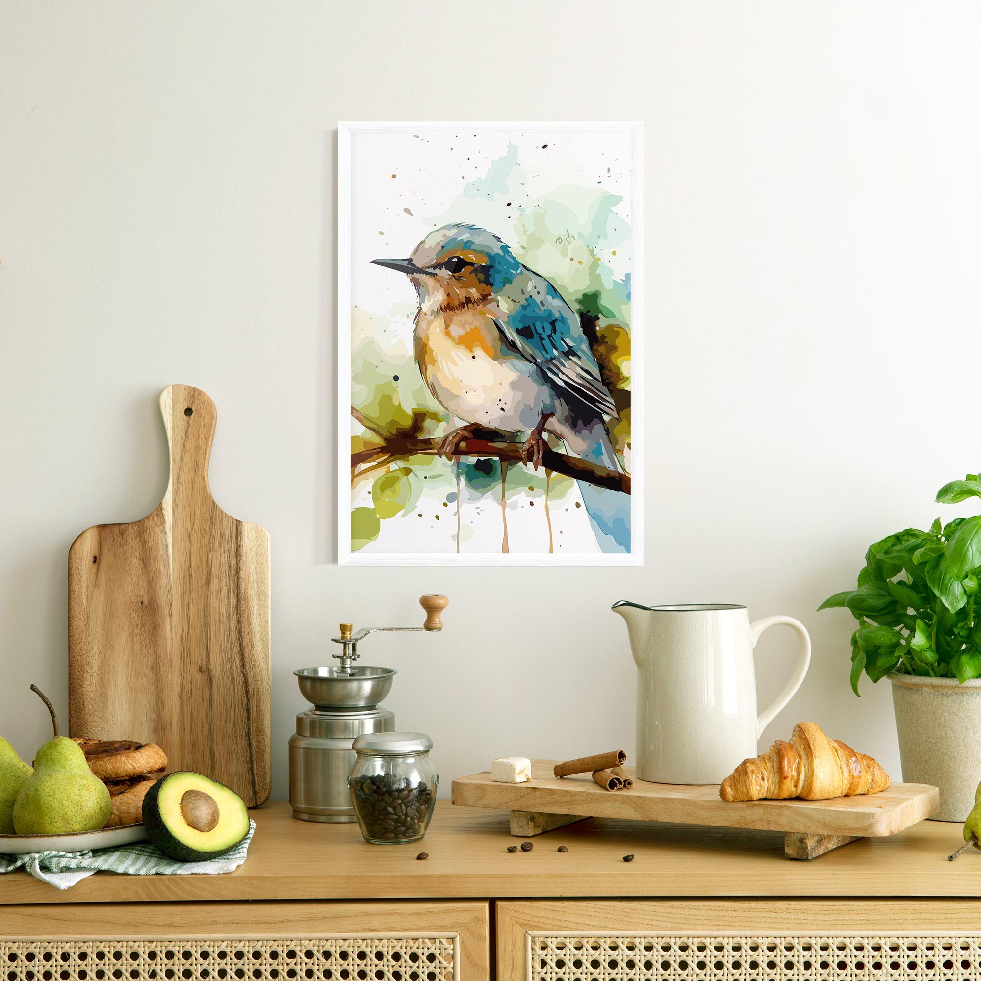 Gerahmte Poster Pretty Blue Bird mockup 8