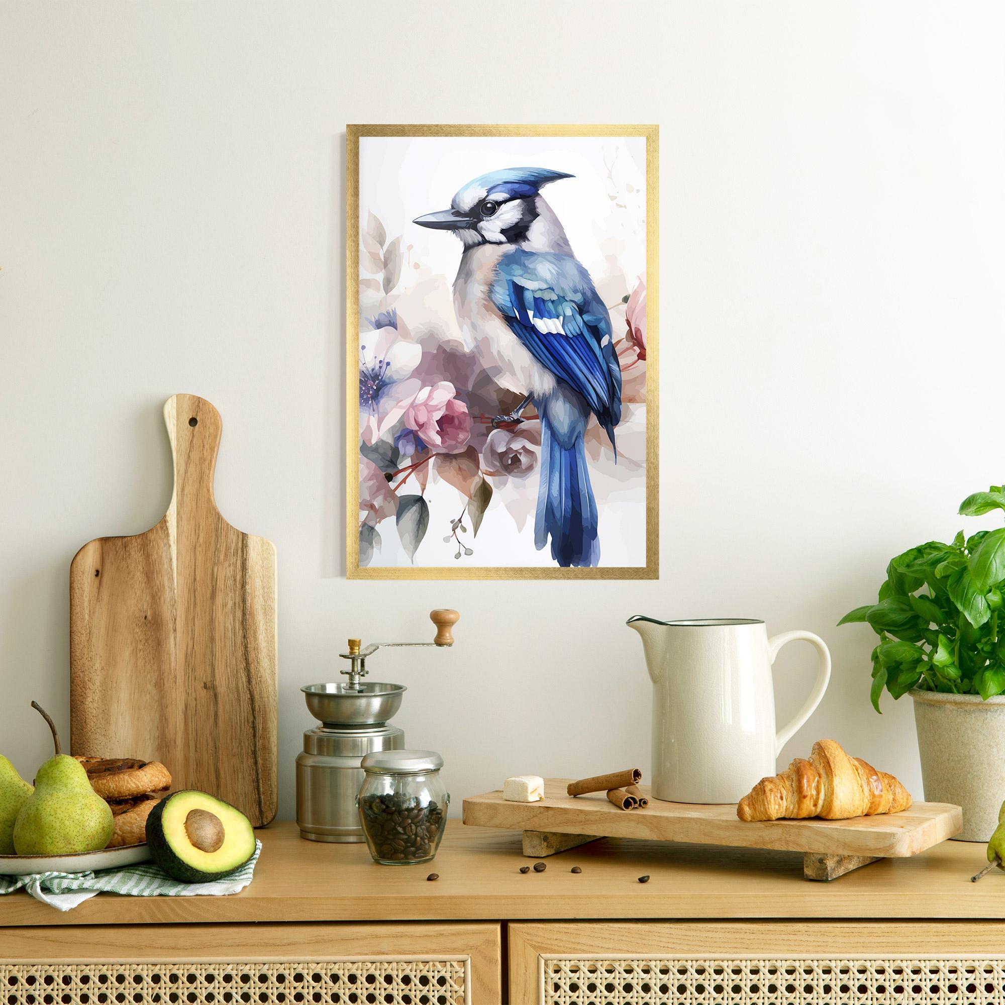 Gerahmte Poster Bird Pretty Blue mockup 8