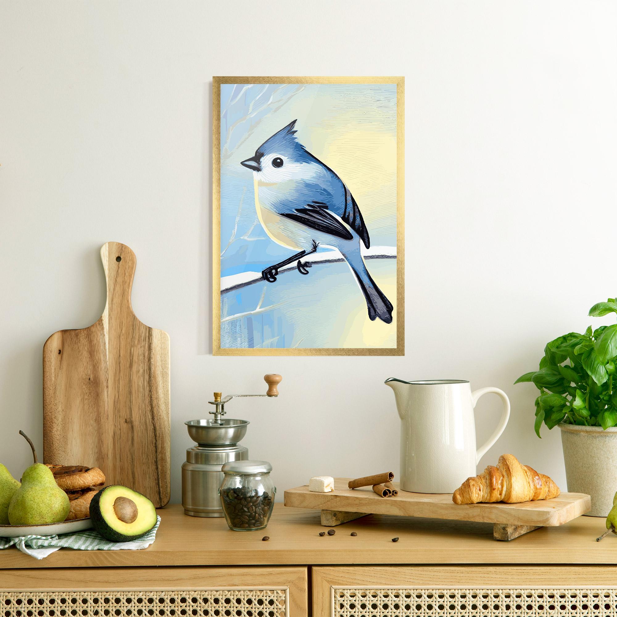 Gerahmte Poster Bird Winter Painting mockup 8