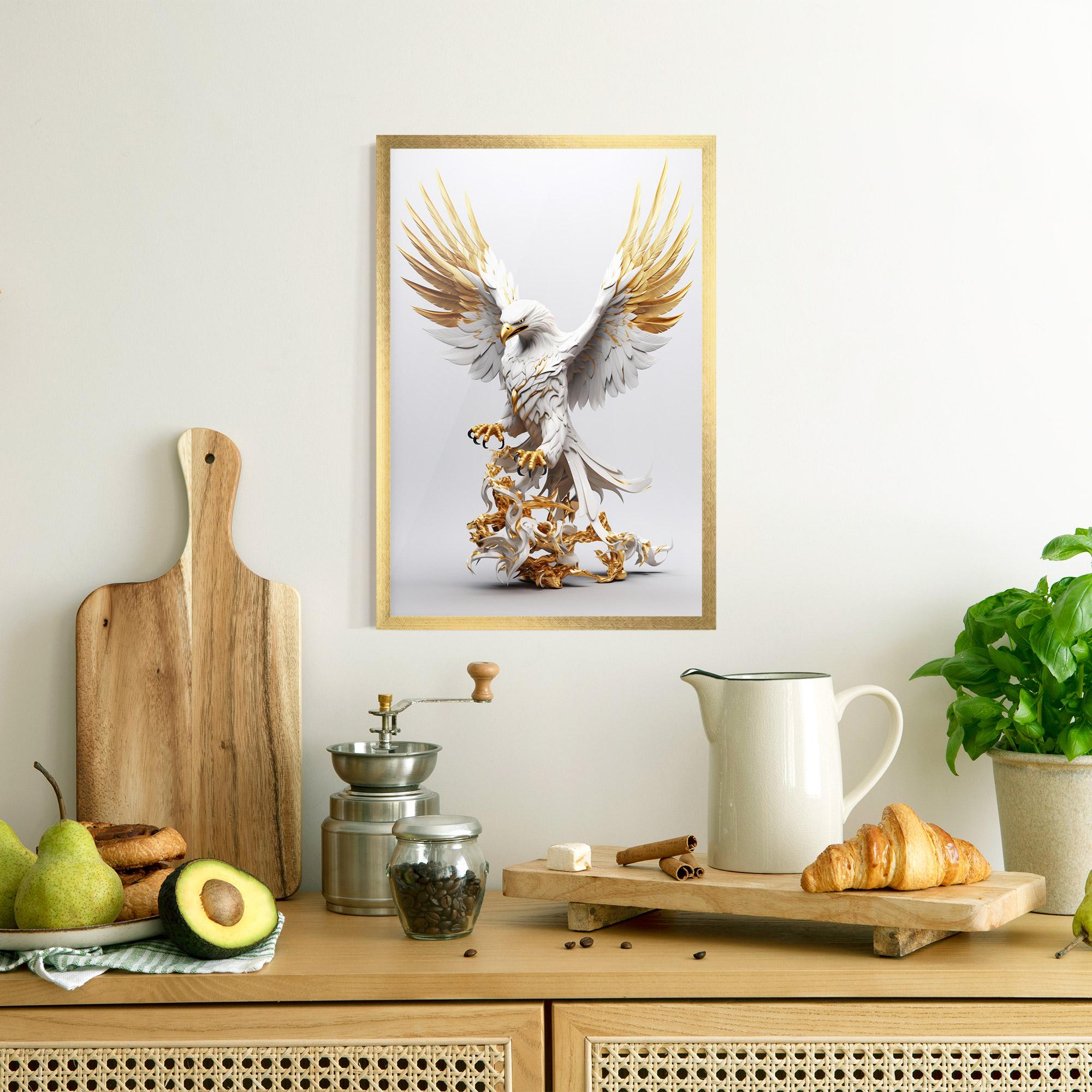 Gerahmte Poster Gold 3d Eagle mockup 8