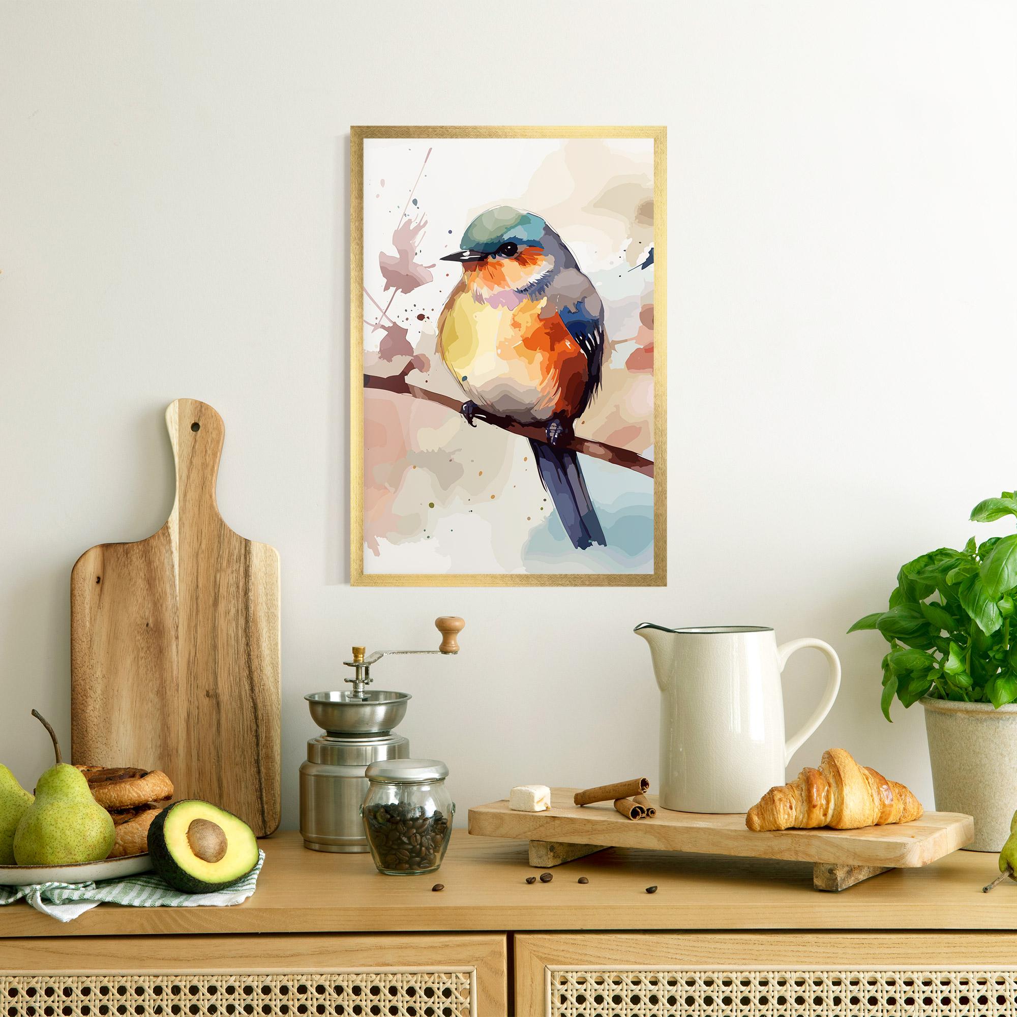 Gerahmte Poster Orange Purple Bird mockup 8