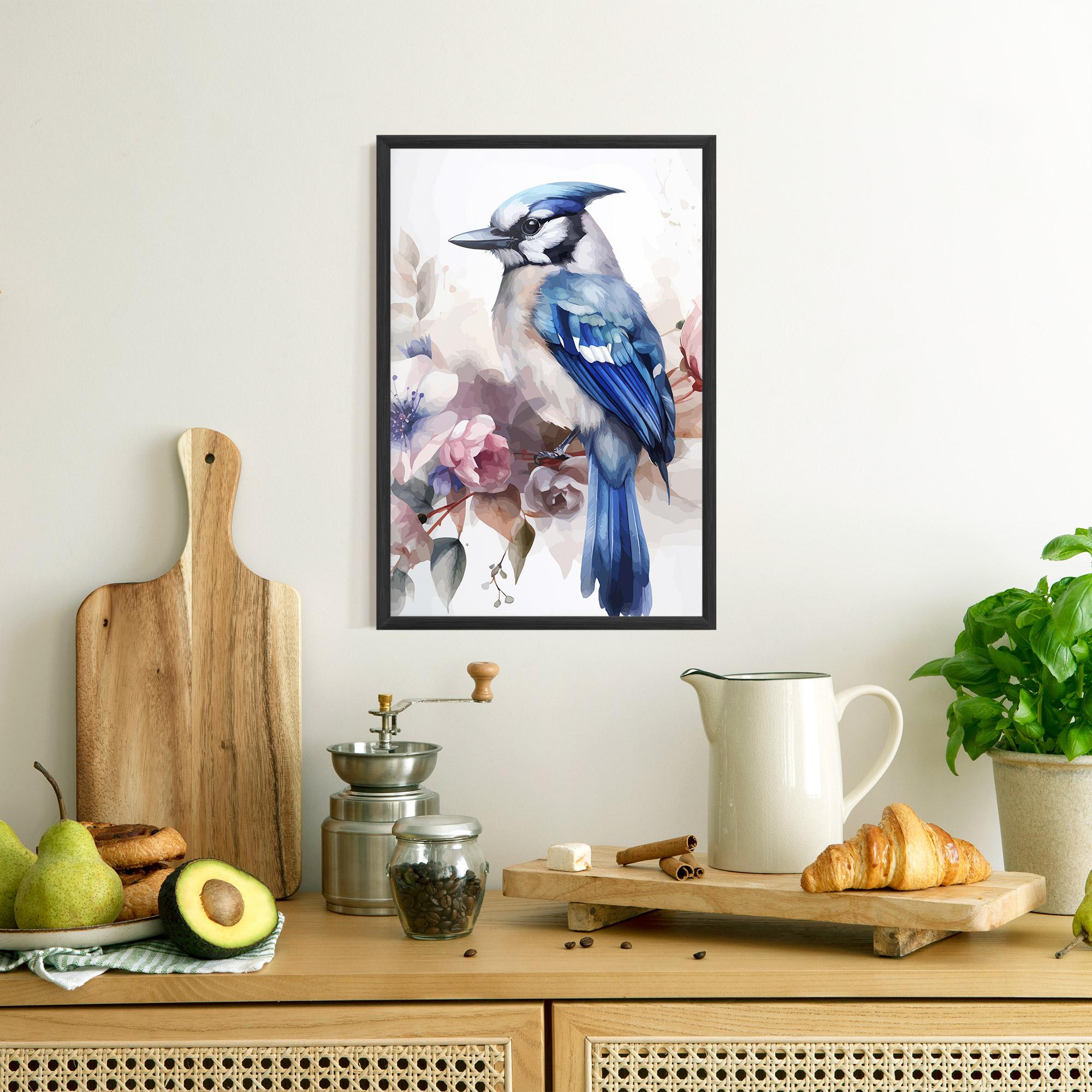 Gerahmte Poster Bird Pretty Blue mockup 8