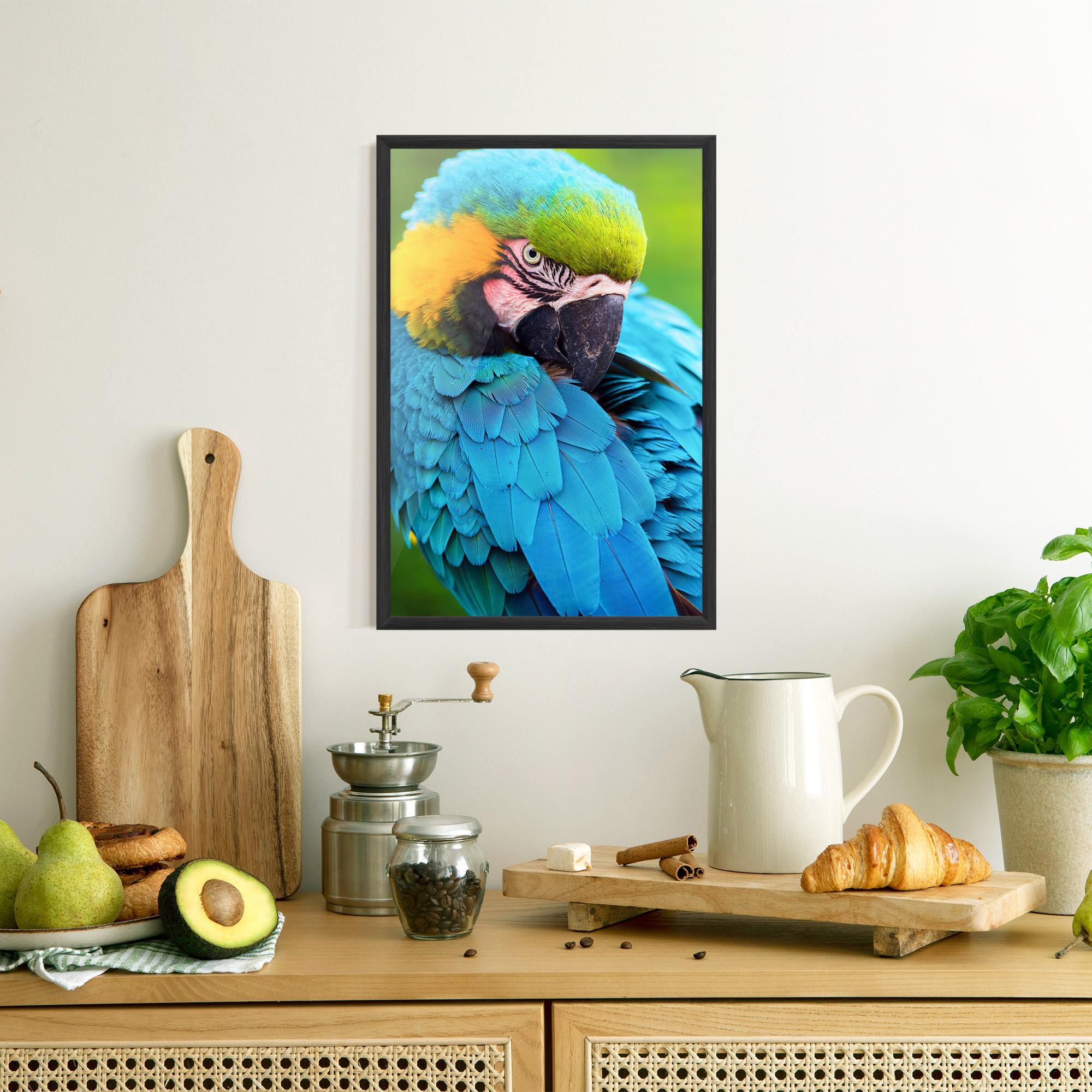 Gerahmte Poster Blue Parrot mockup 8