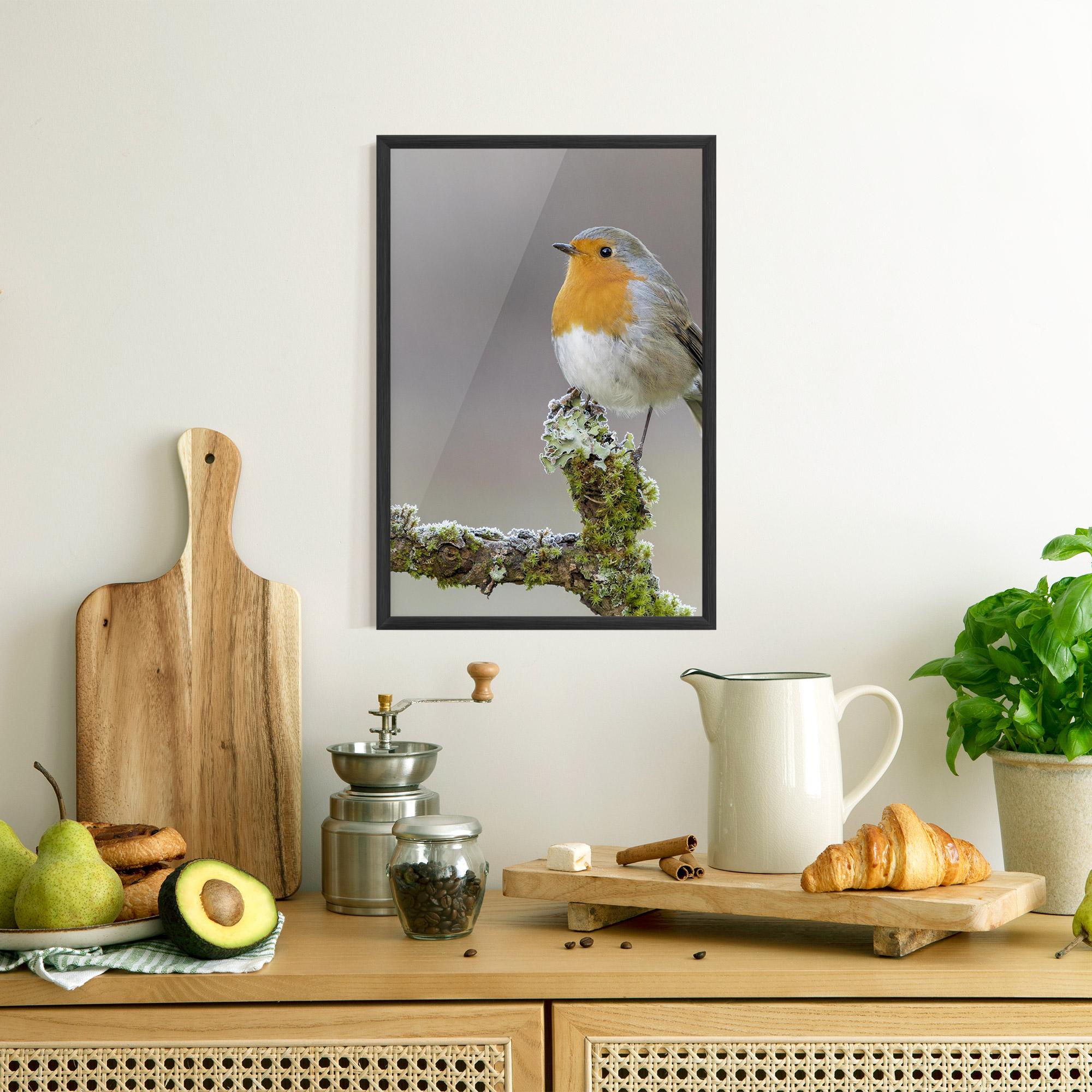Gerahmte Poster Erithacus Bird mockup 8