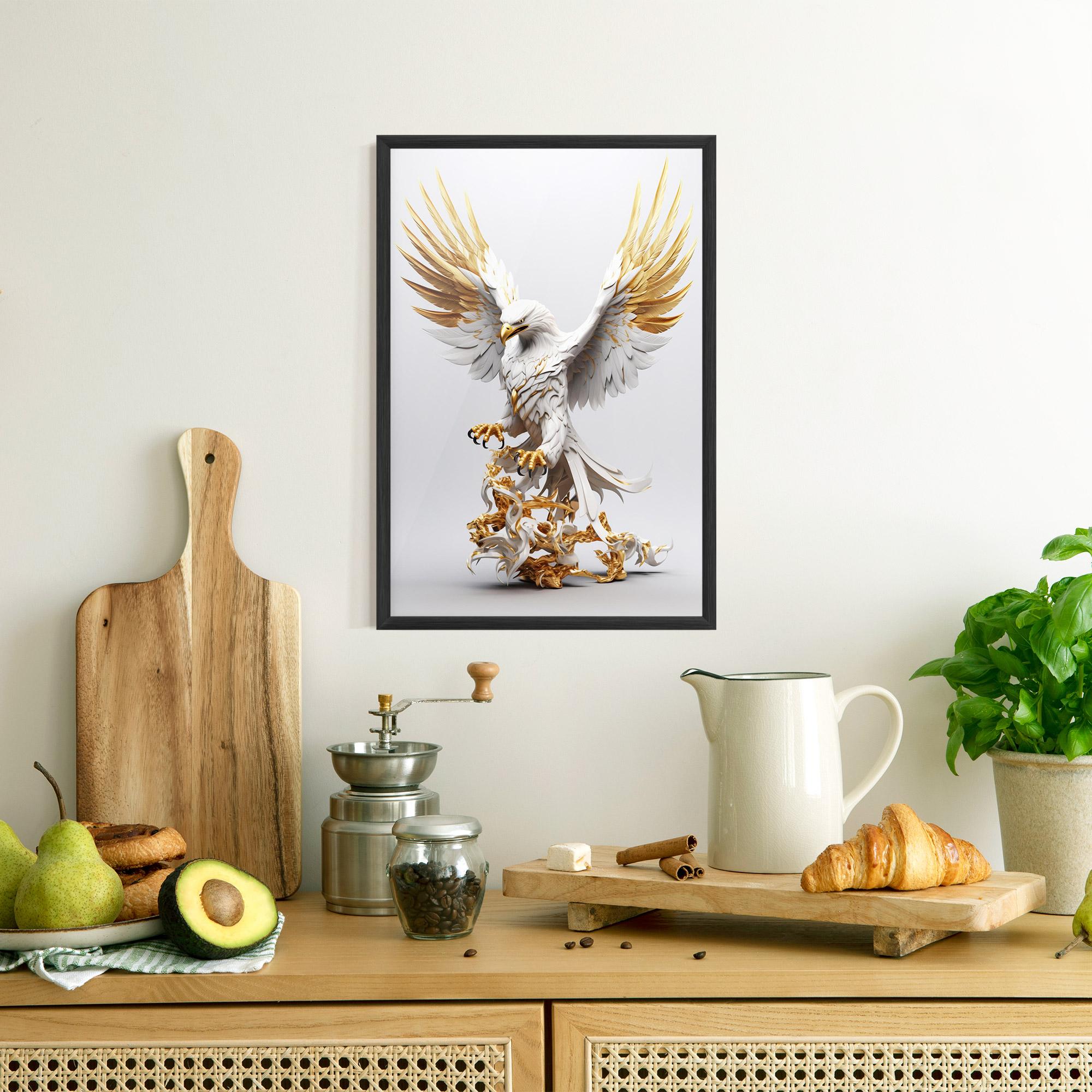 Gerahmte Poster Gold 3d Eagle mockup 8