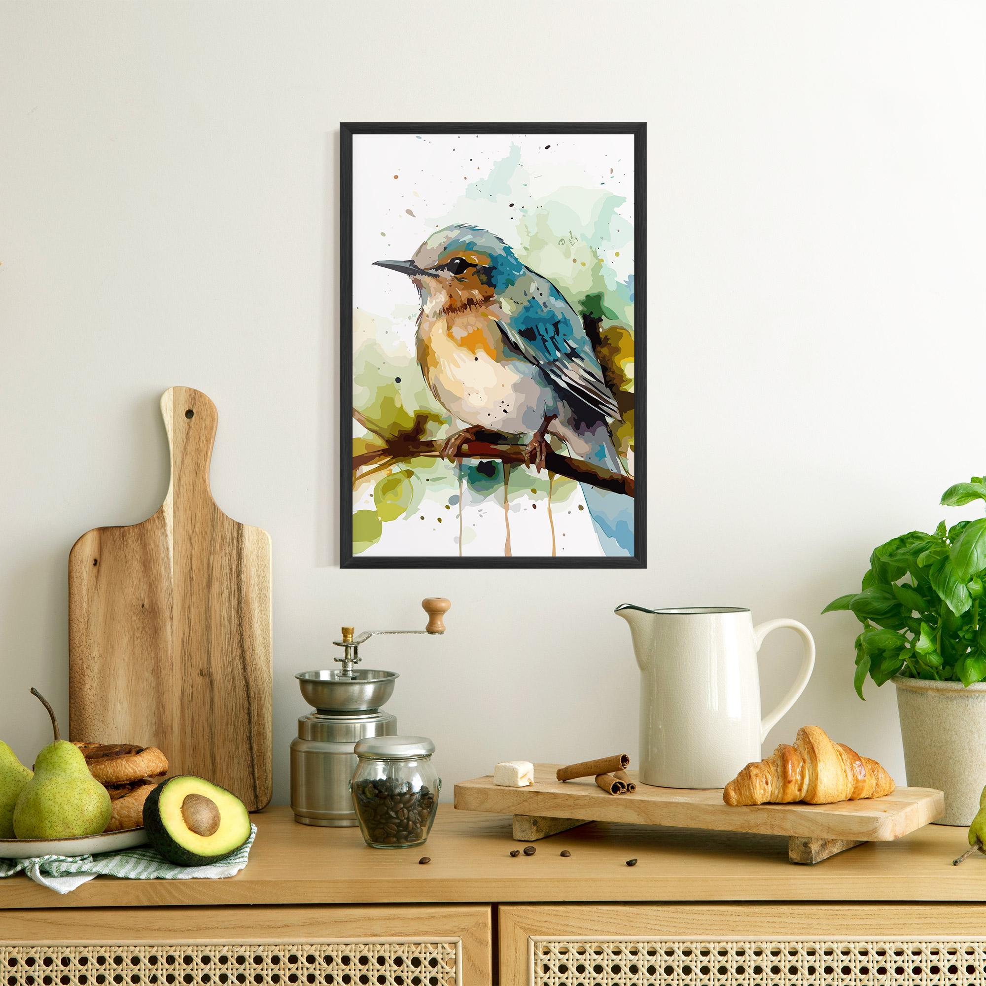 Gerahmte Poster Pretty Blue Bird mockup 8