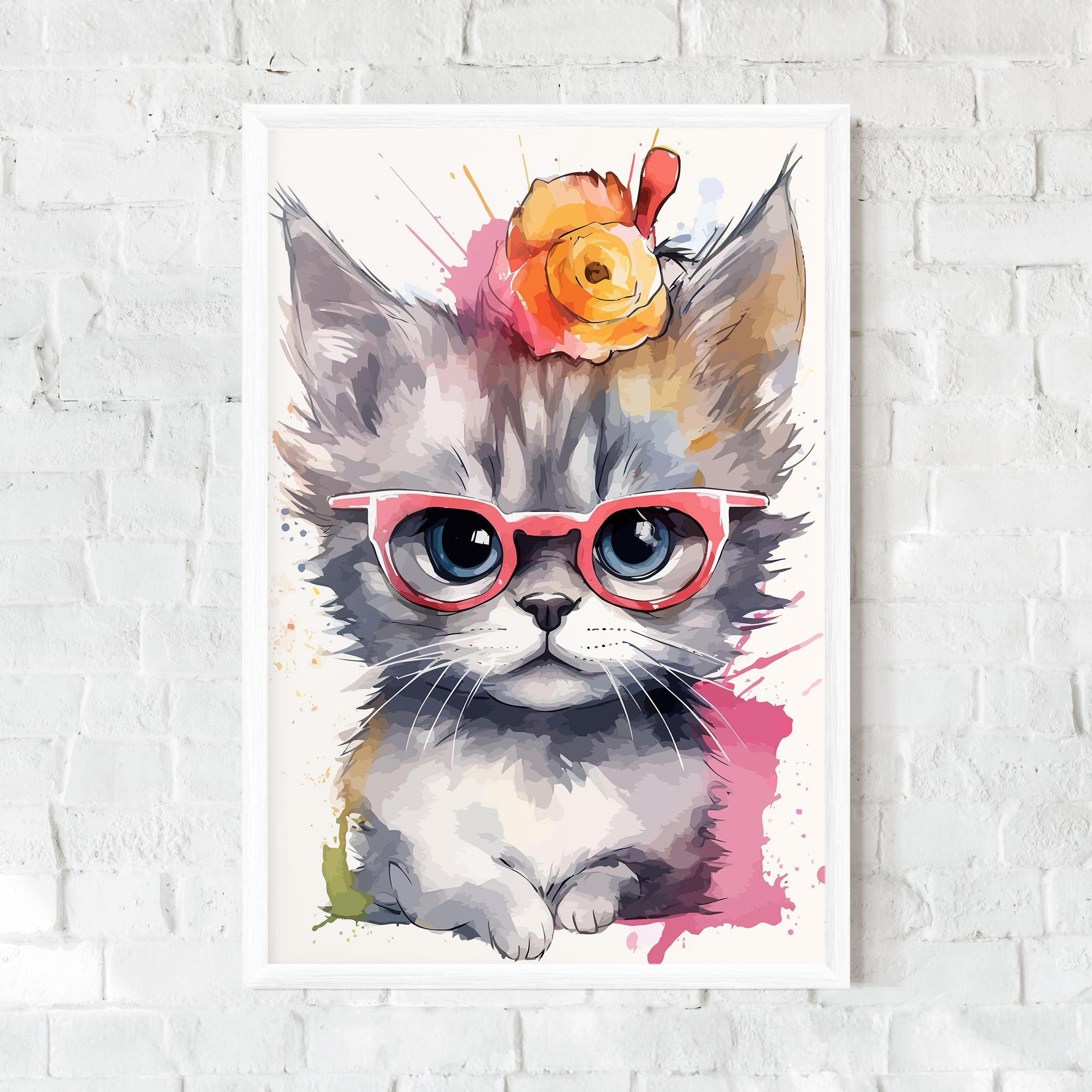 Gerahmte Poster Adorable Grey Cat mockup 0