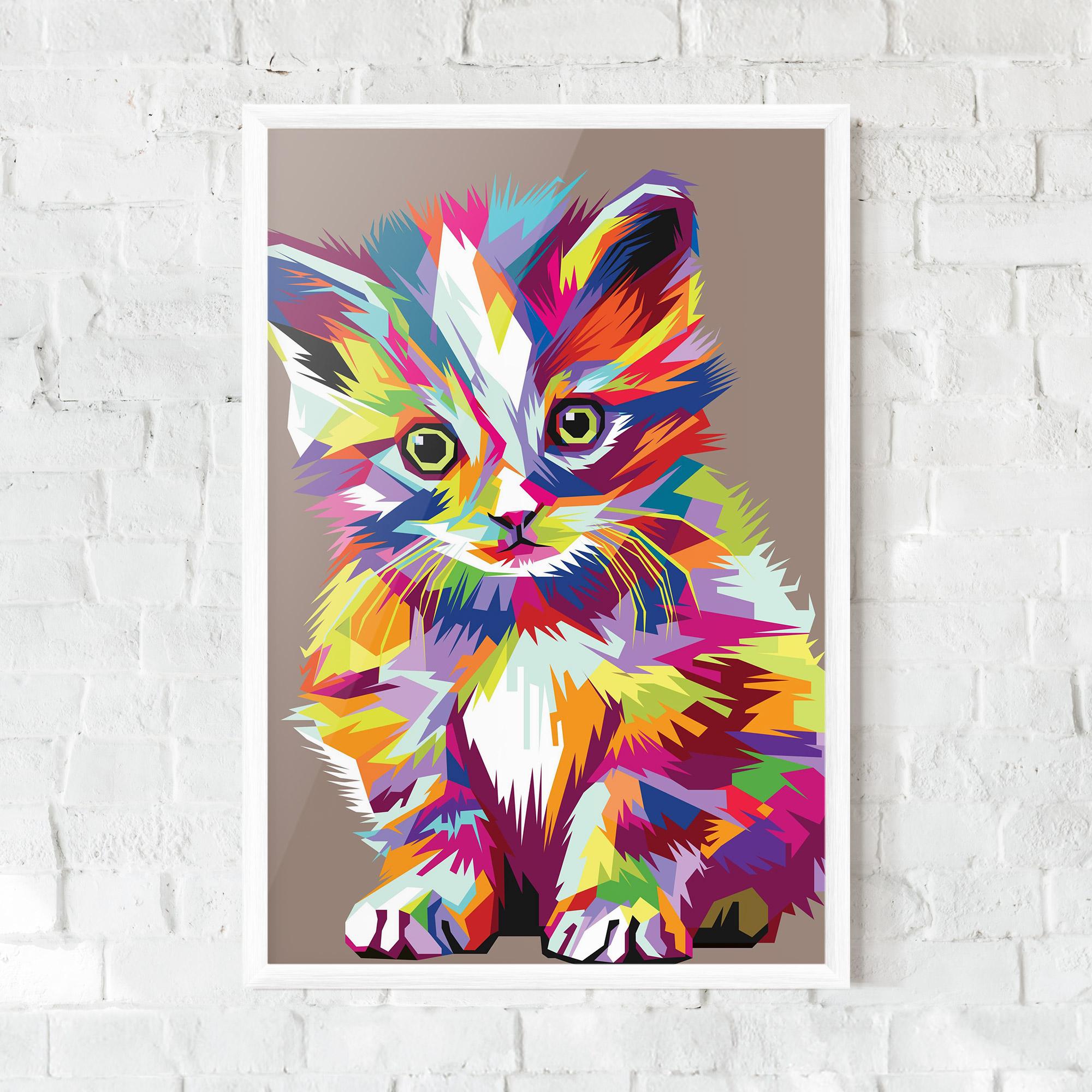Gerahmte Poster Colorful Cat mockup 0