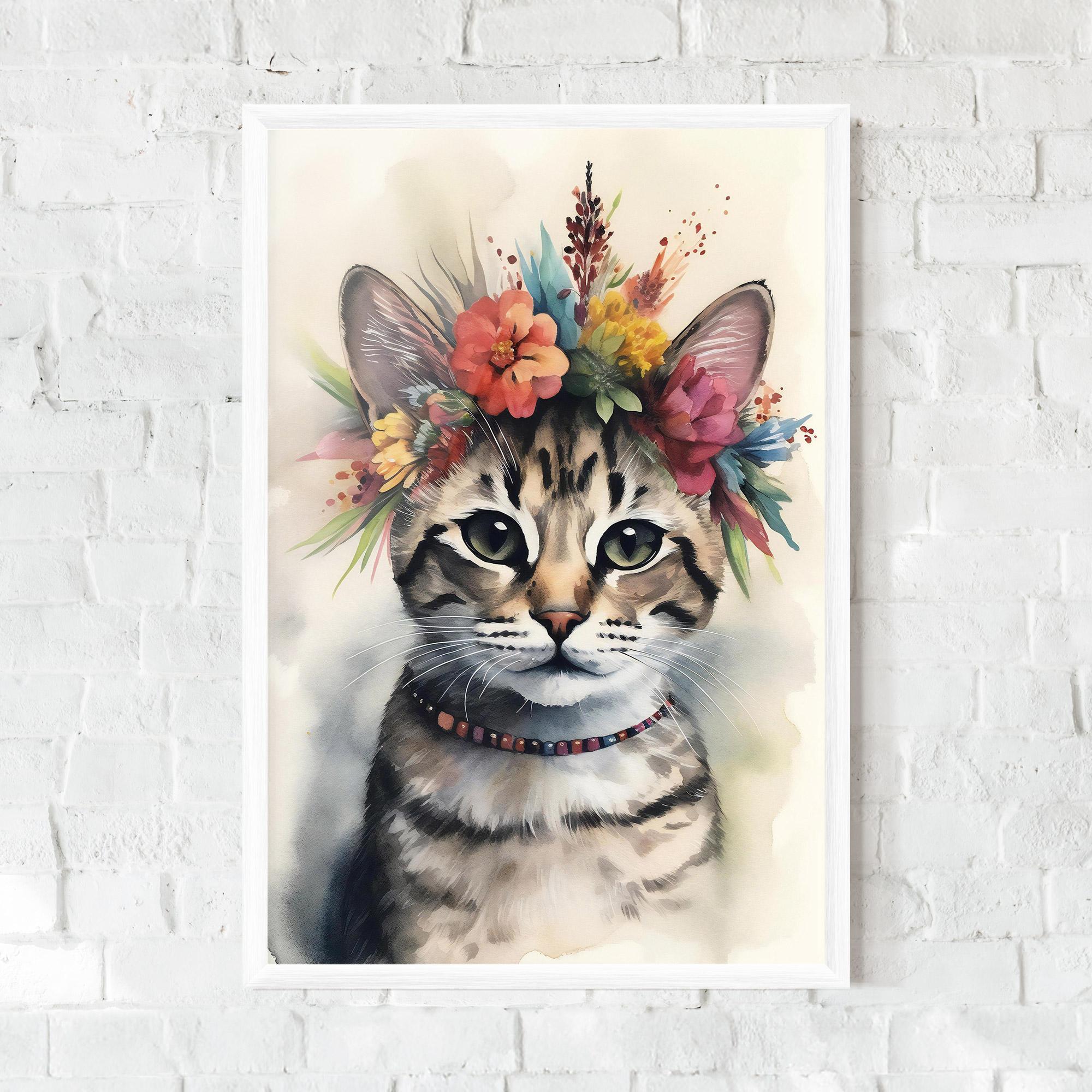 Gerahmte Poster Flower Cat Art mockup 0