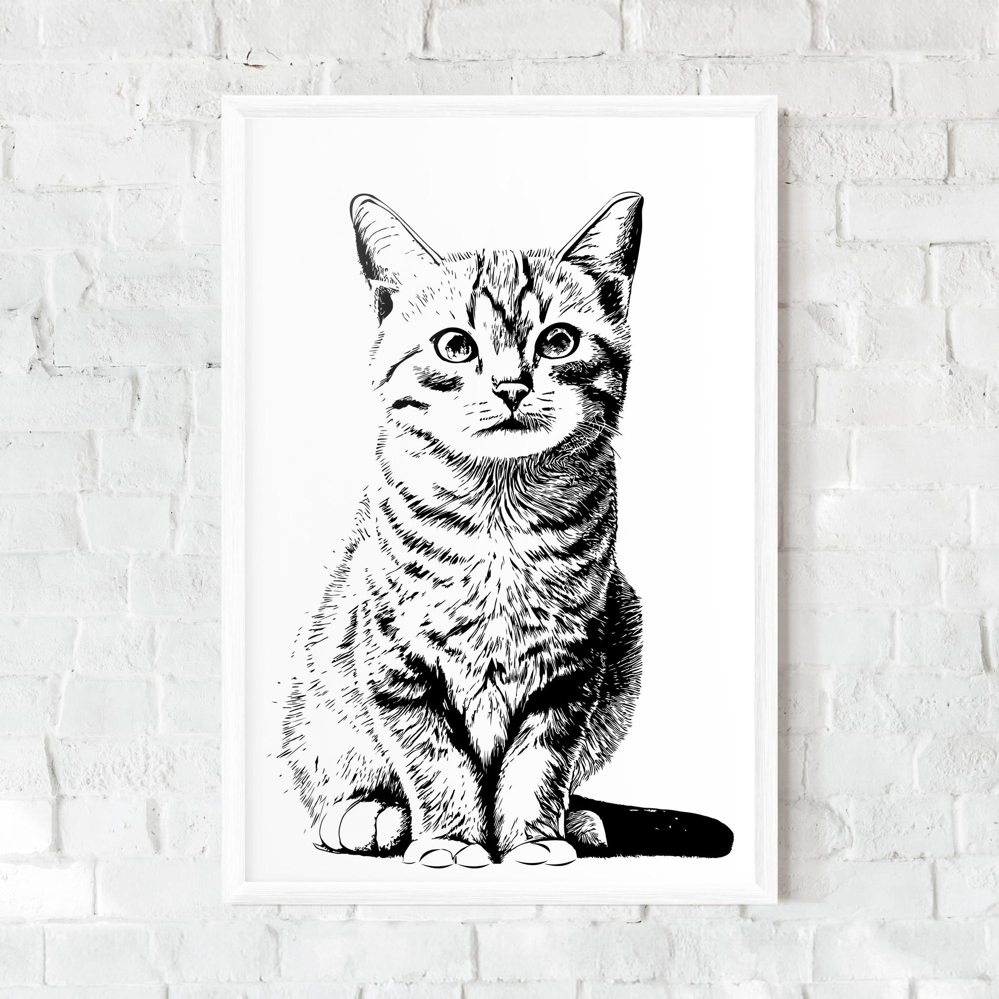 Gerahmte Poster Hand Drawn Cat mockup 0