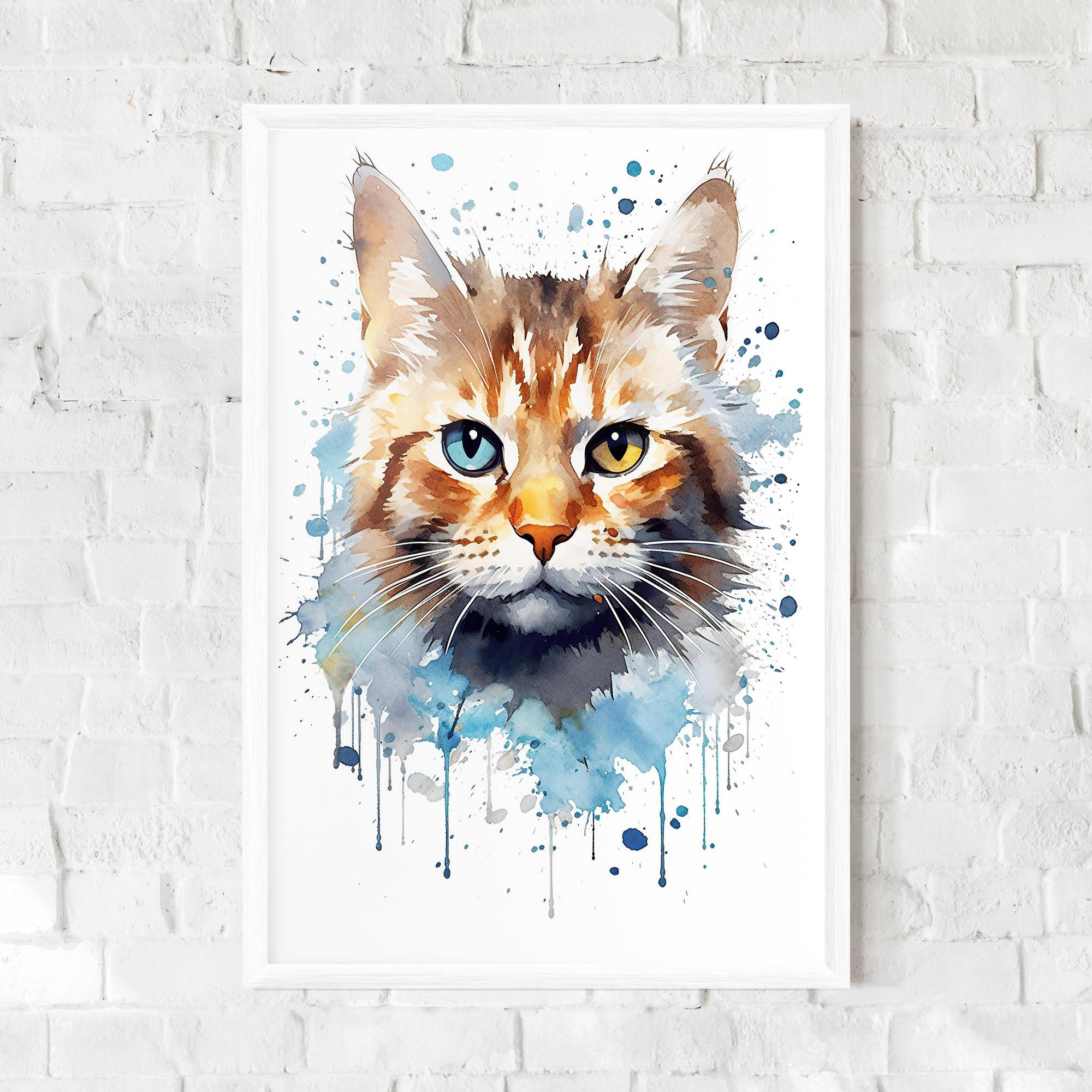 Gerahmte Poster Orange Blue Eyes Cat mockup 0