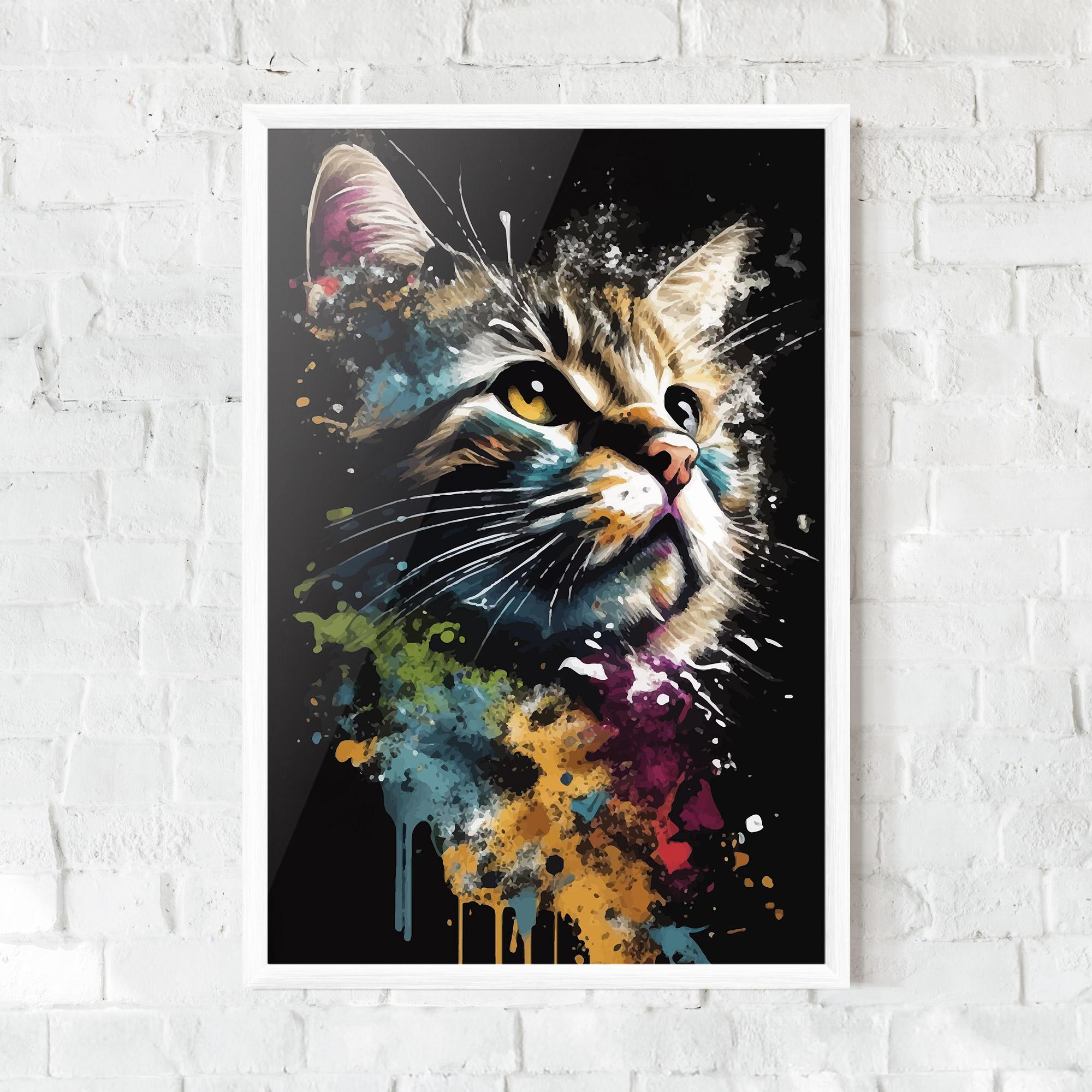 Gerahmte Poster Painted Cat mockup 0