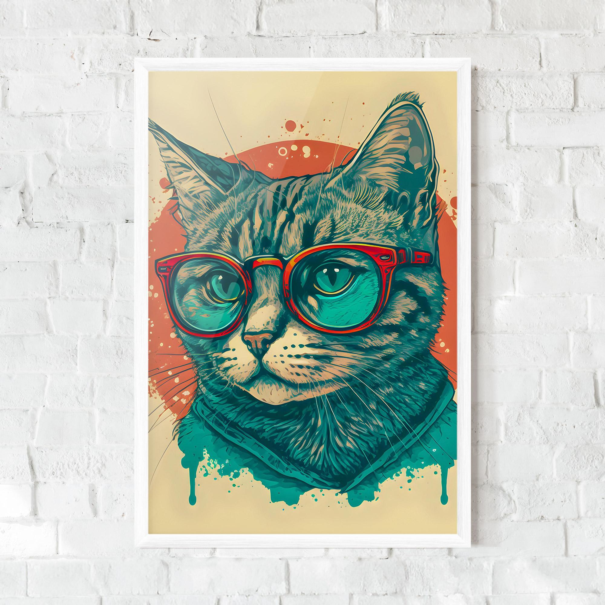 Gerahmte Poster Red Glasses Cat mockup 0