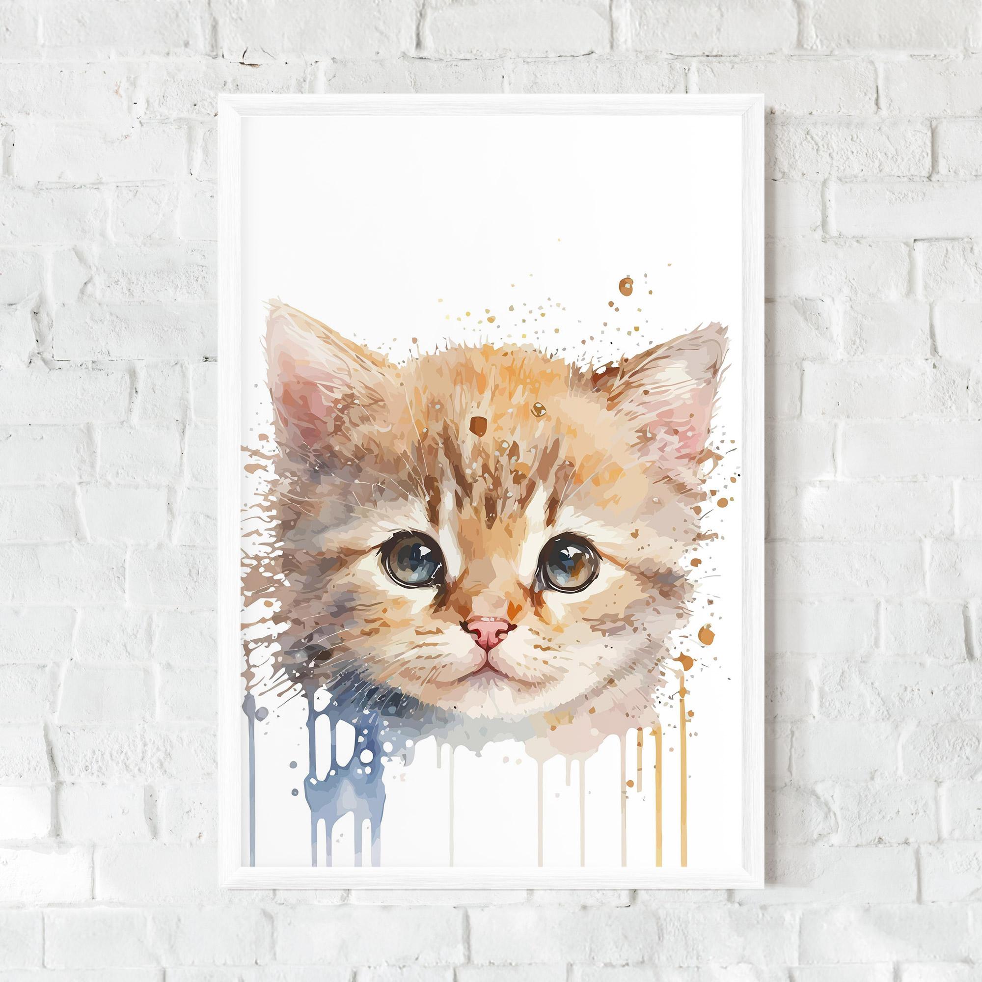 Gerahmte Poster Watercolor Animal Cat mockup 0