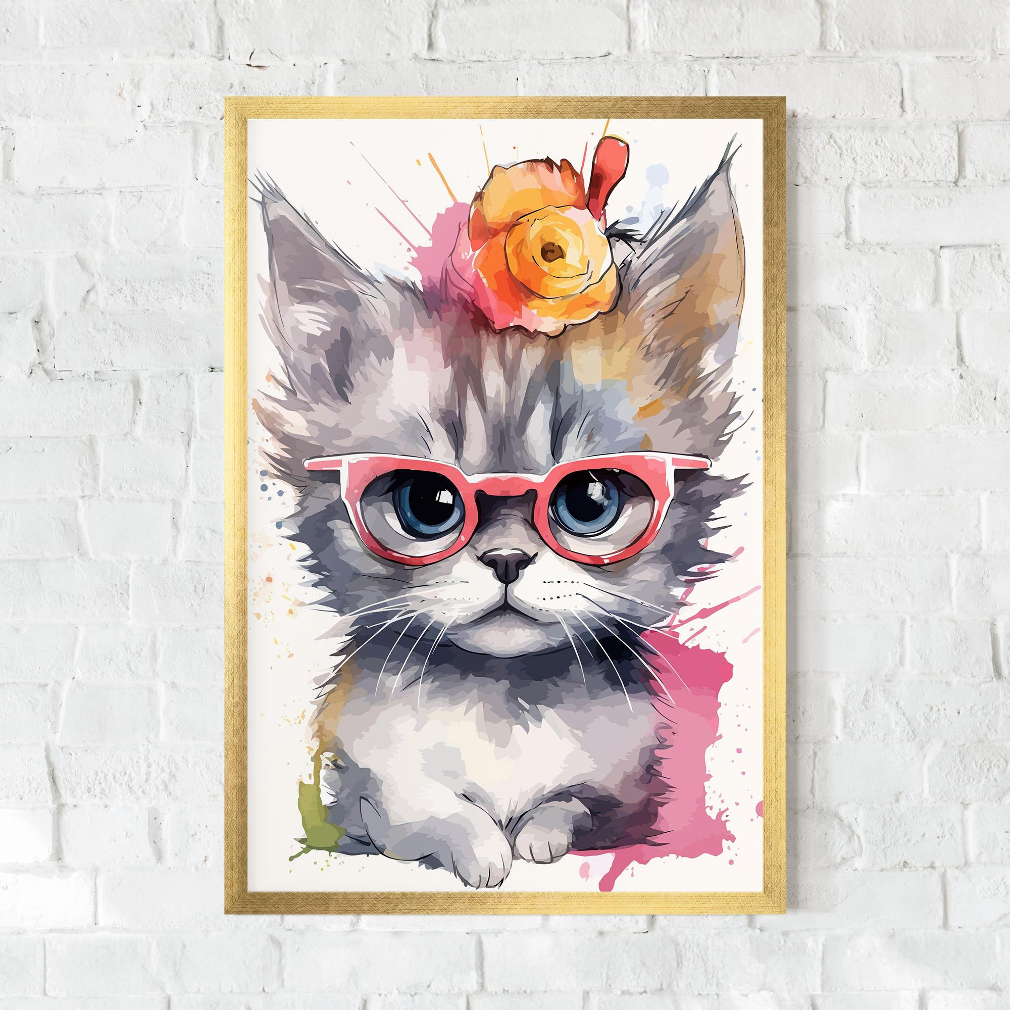 Gerahmte Poster Adorable Grey Cat mockup 0