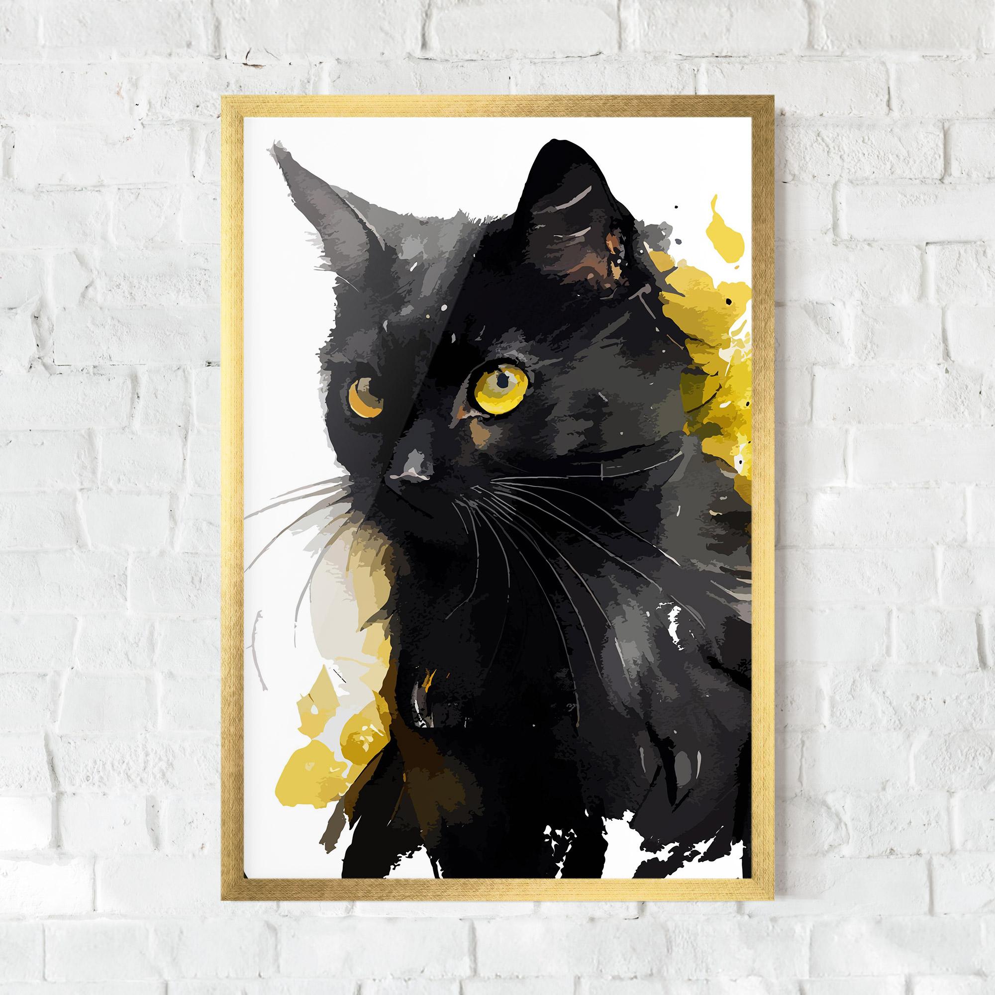 Gerahmte Poster Beautiful Black Cat mockup 0
