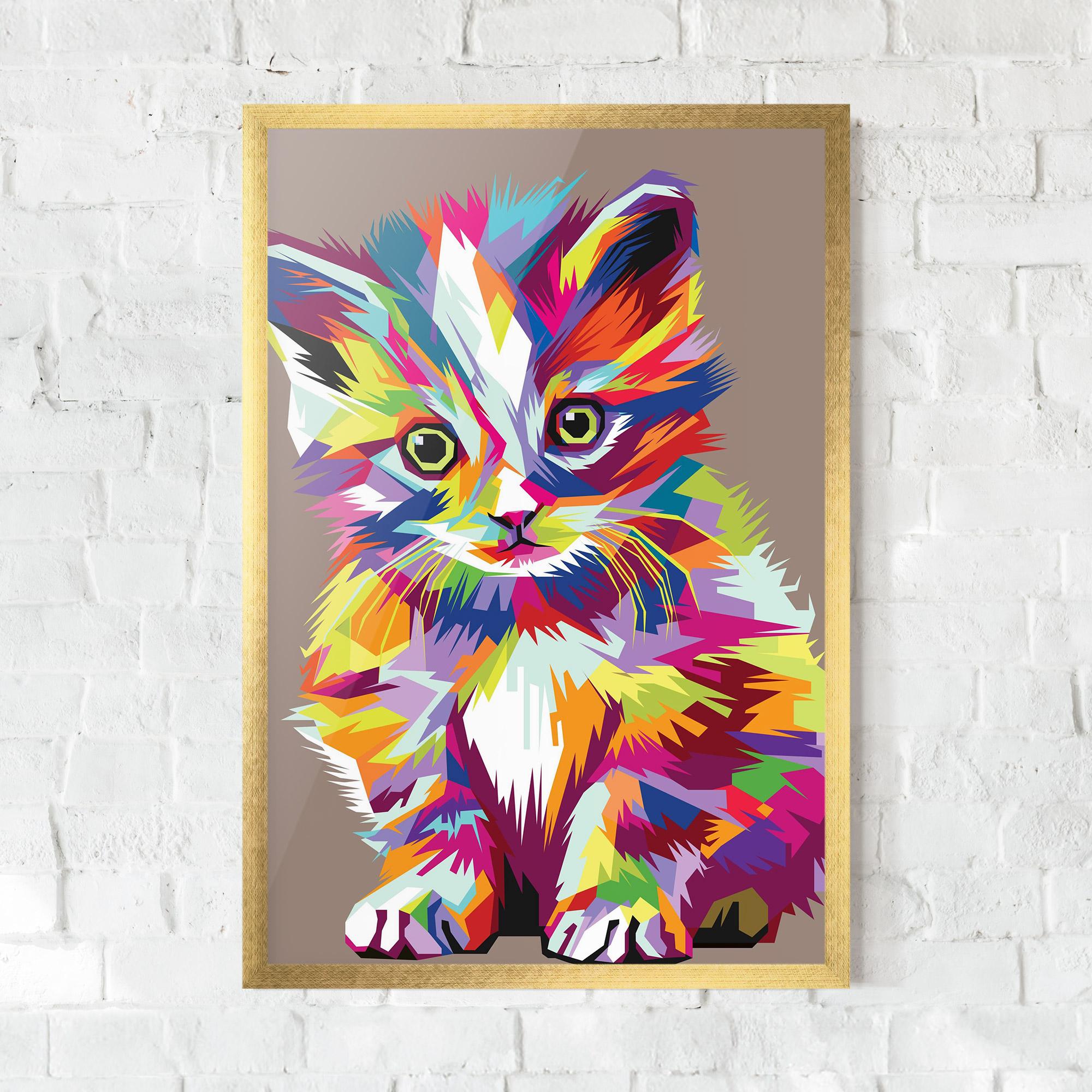 Gerahmte Poster Colorful Cat mockup 0