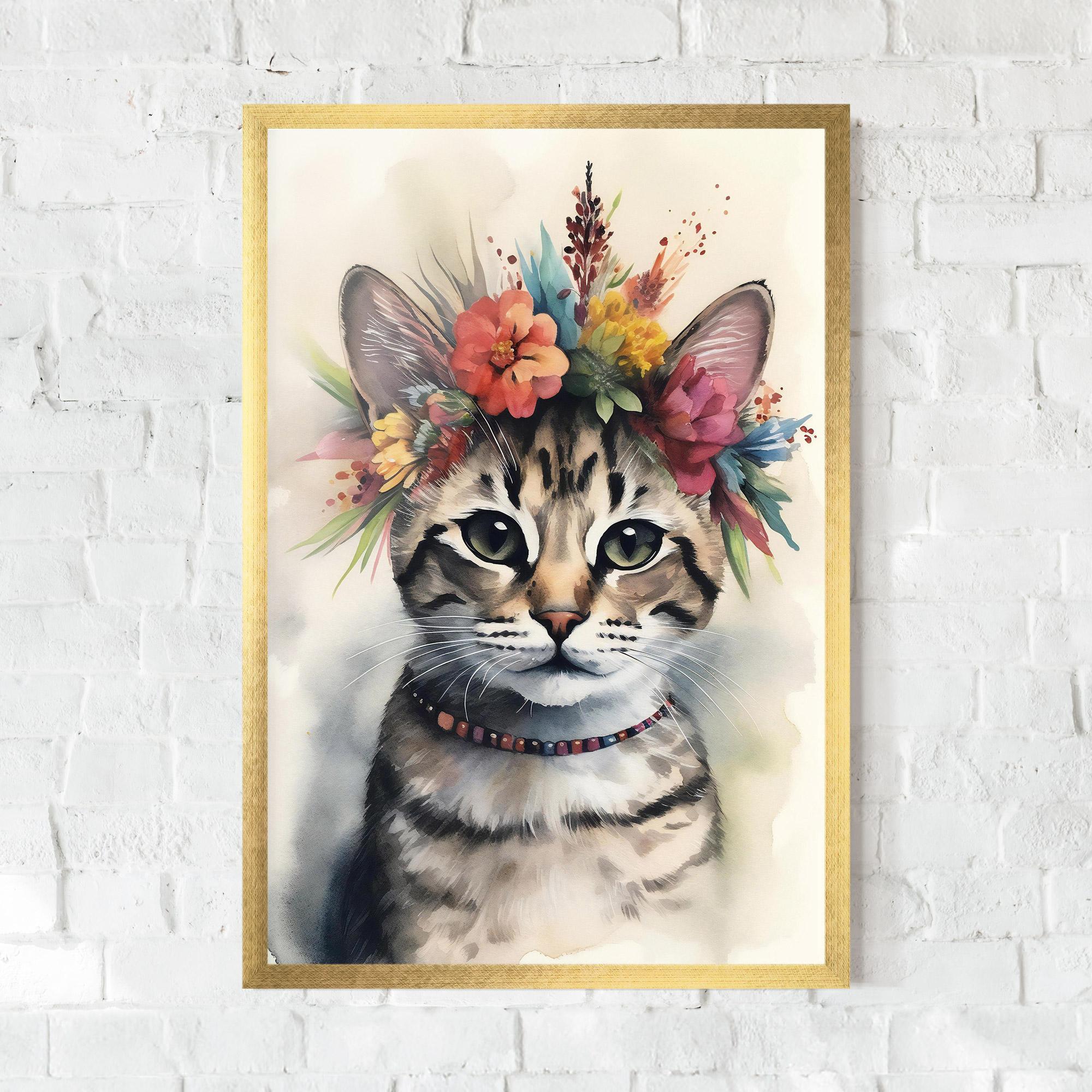 Gerahmte Poster Flower Cat Art mockup 0