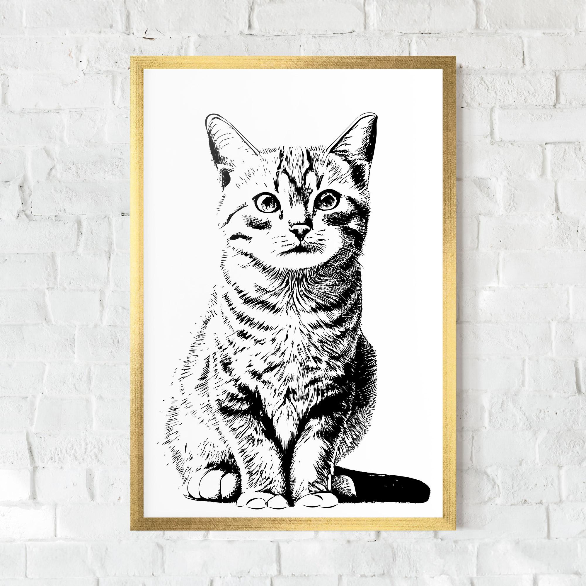 Gerahmte Poster Hand Drawn Cat mockup 0
