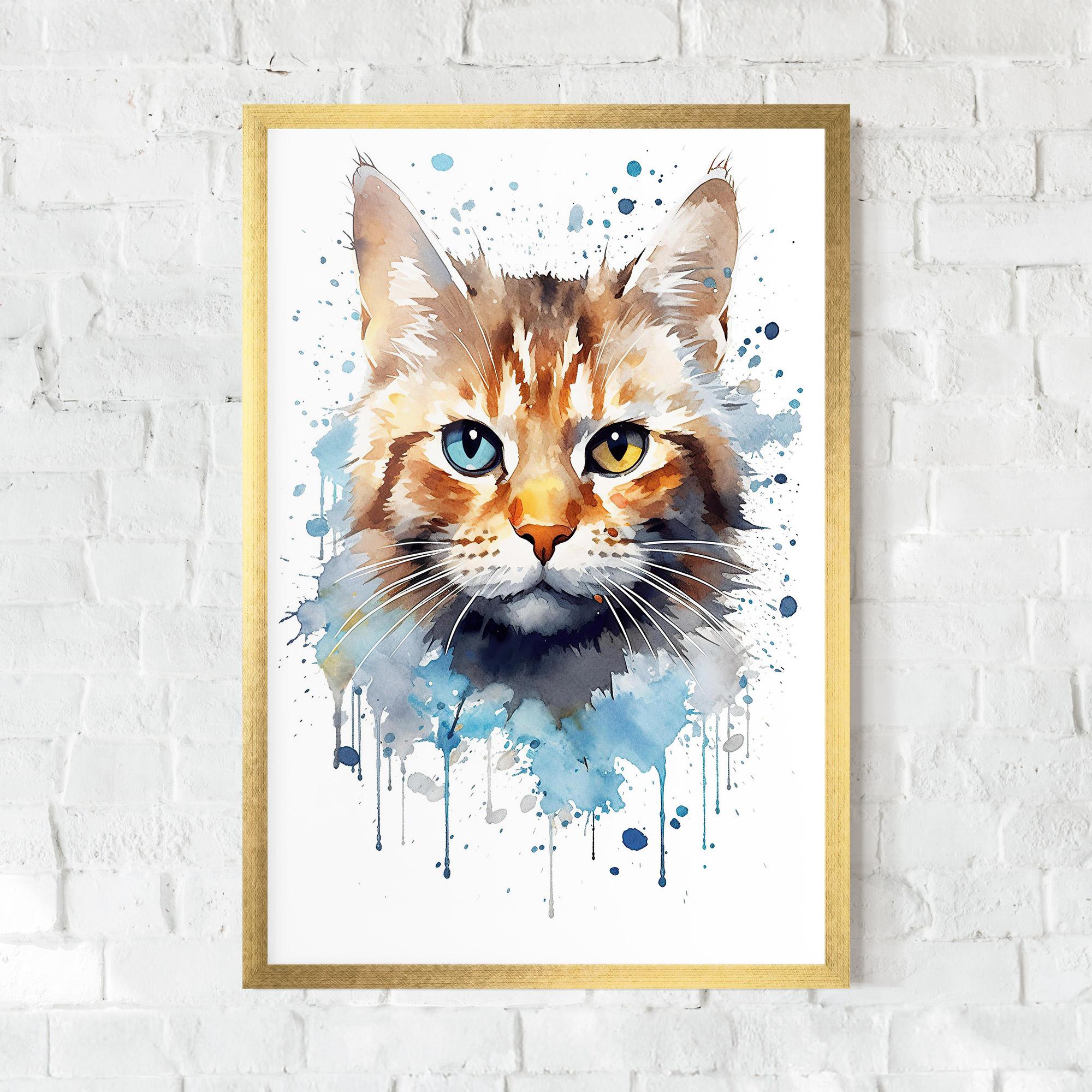 Gerahmte Poster Orange Blue Eyes Cat mockup 0