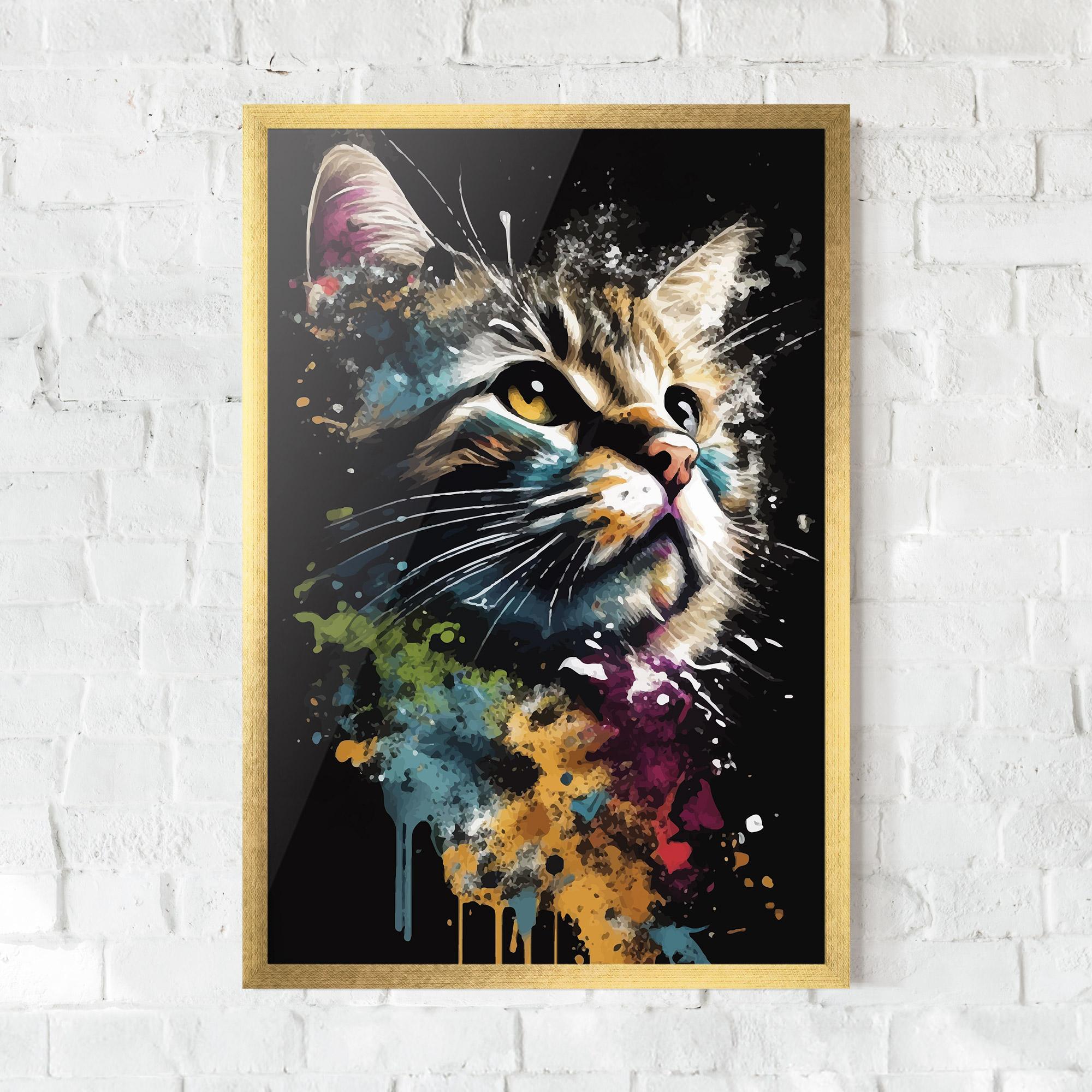 Gerahmte Poster Painted Cat mockup 0