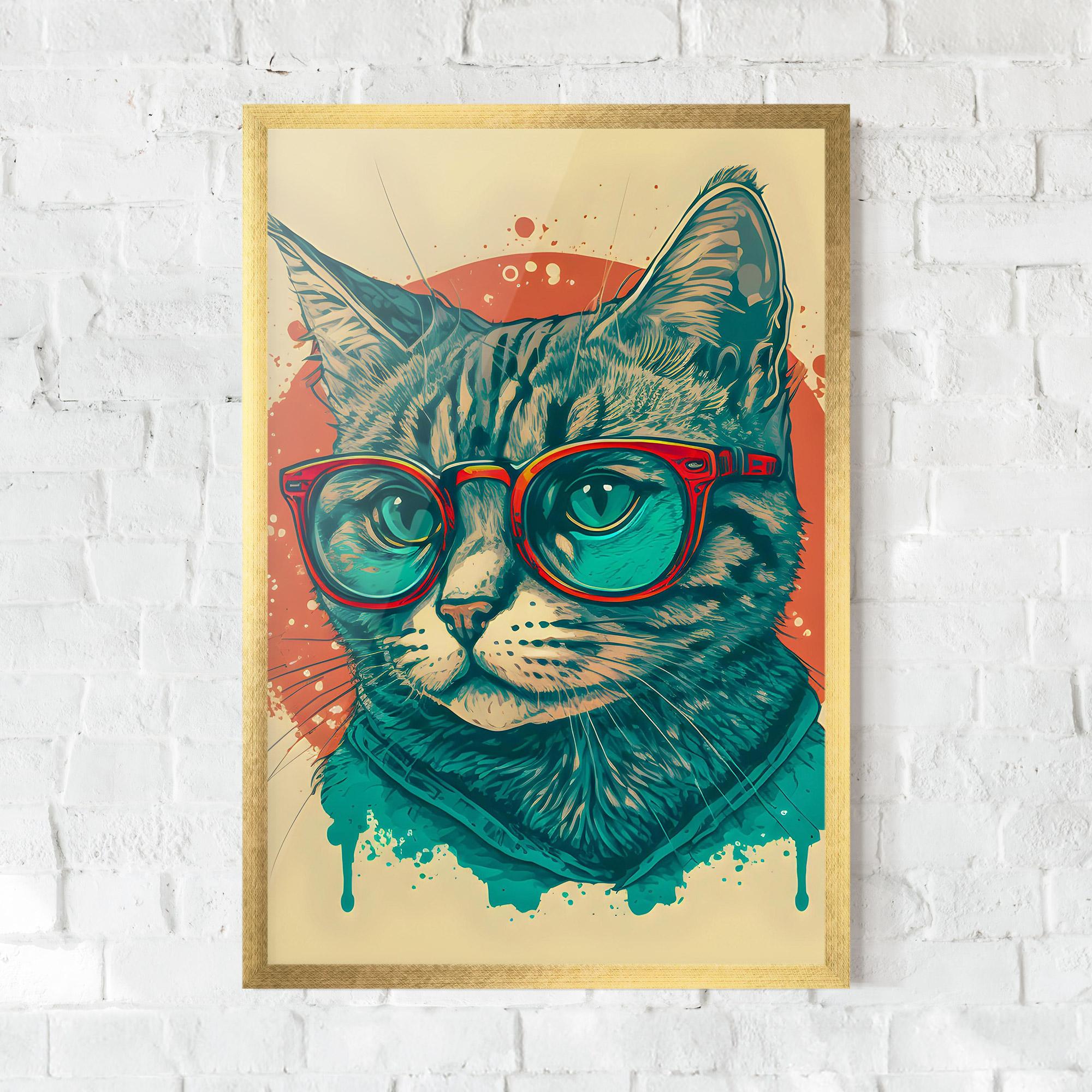 Gerahmte Poster Red Glasses Cat mockup 0